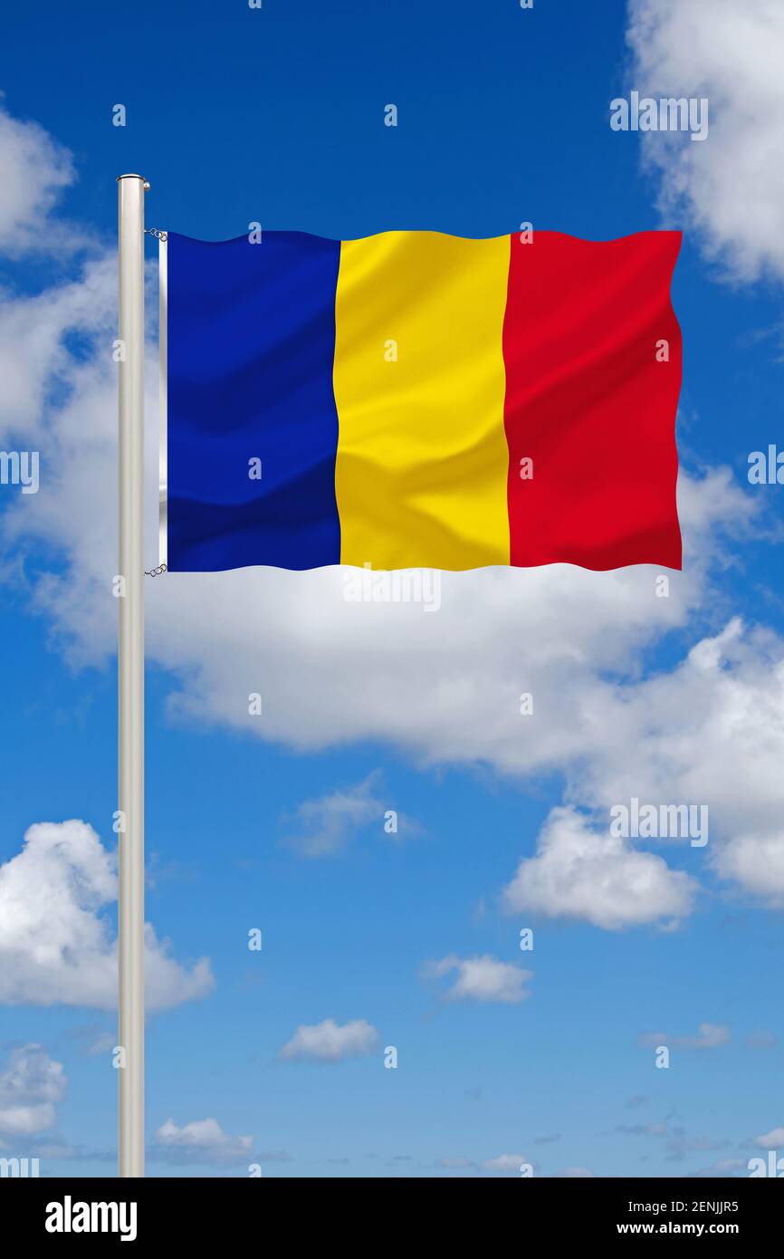 Die Flagge von Tschad, Binnenstaat in Zentralafrika, Afrika, Stockfoto