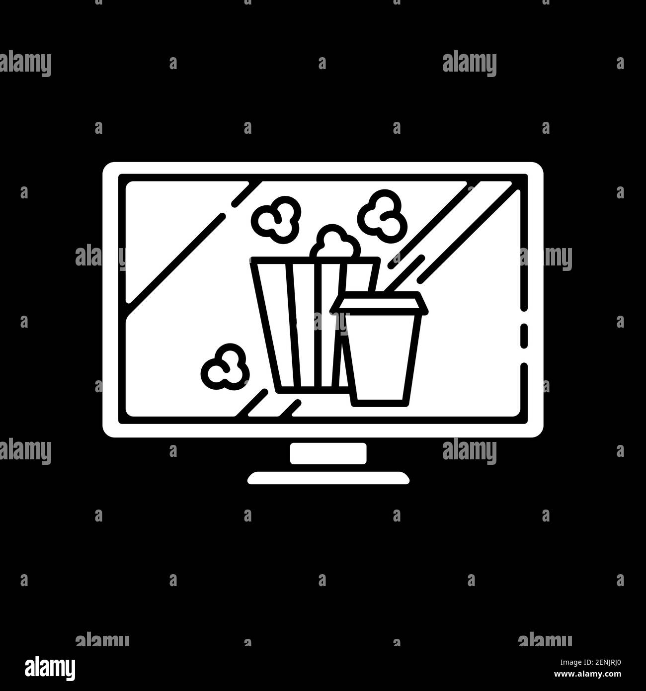 Glyphsymbol für Filme und Fernseher im dunklen Modus Stock Vektor