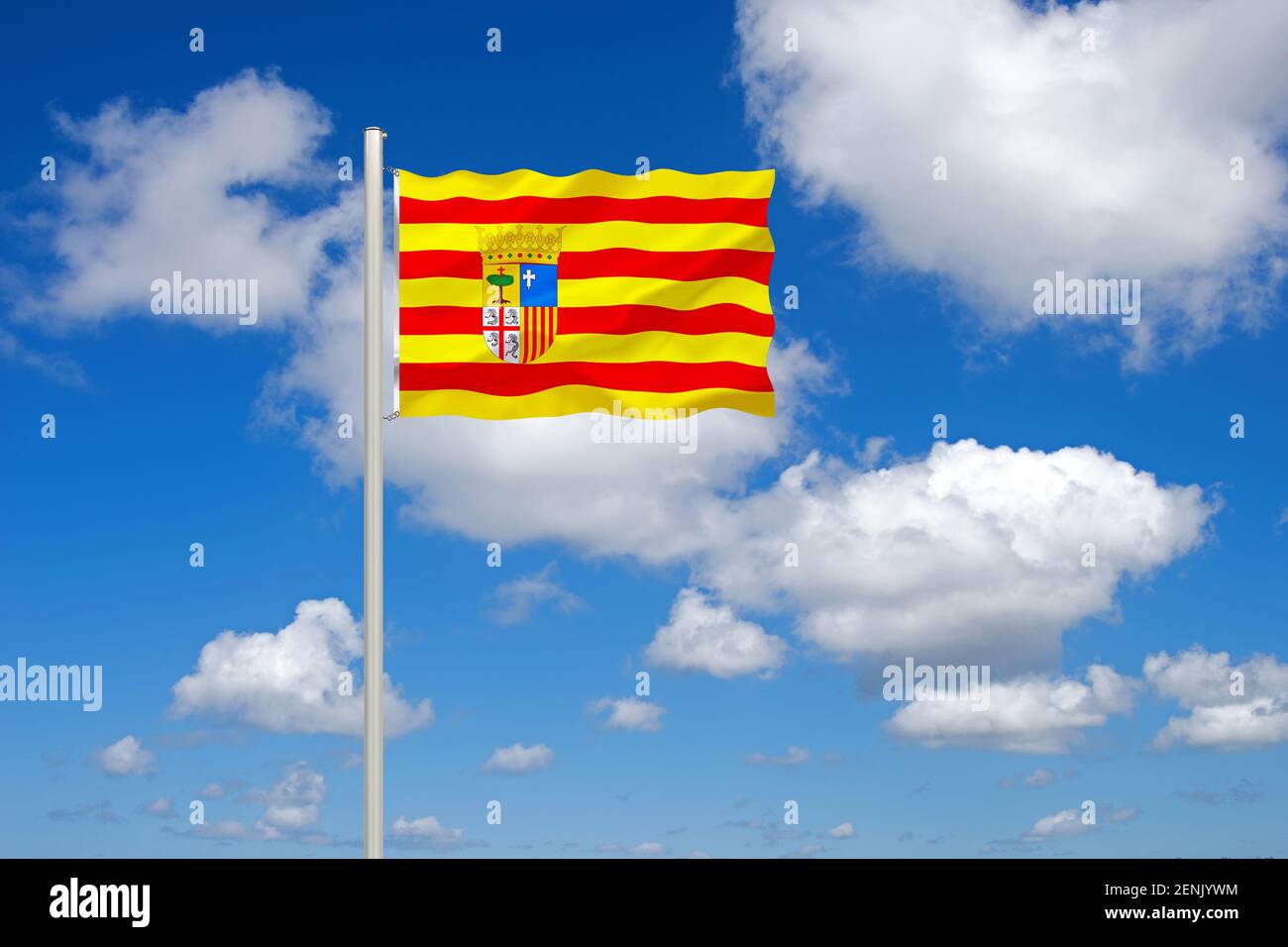 Die Flagge von Aragonien, Spain, Stockfoto