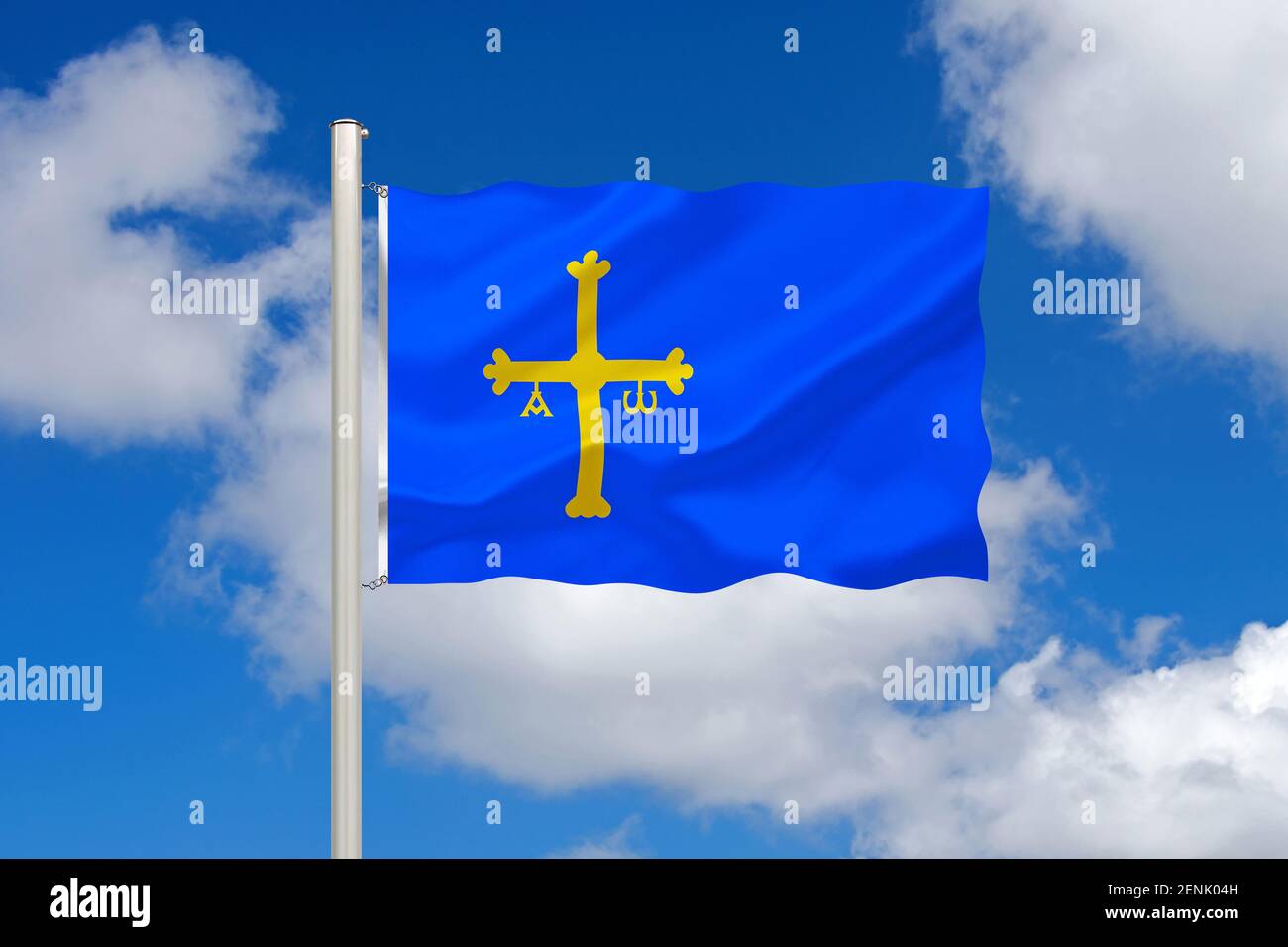 Die Flagge von Asturien, Spanien, Stockfoto