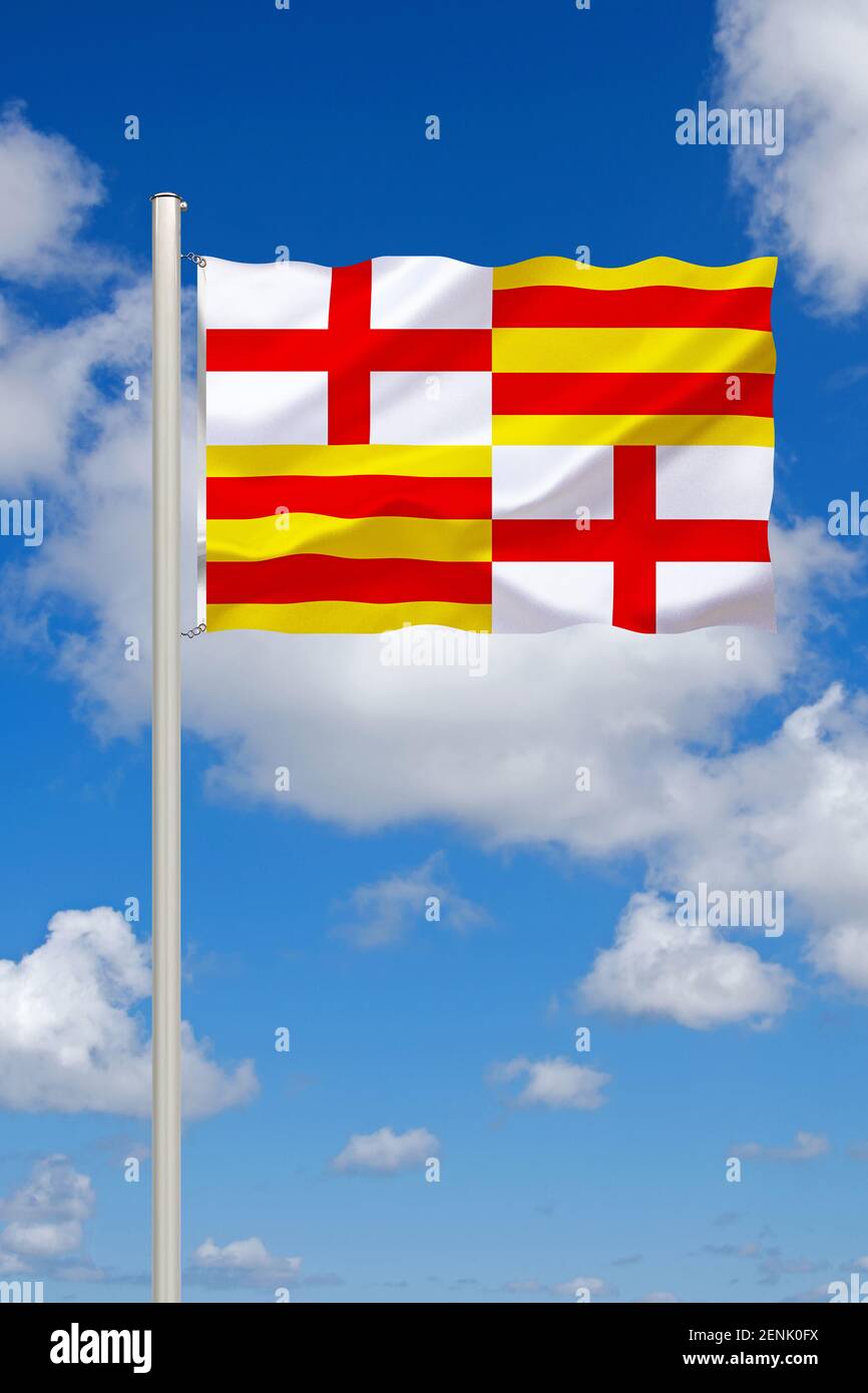 Die Flagge von Barcelona, Spanien, Europa, Stockfoto