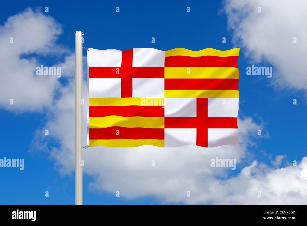 Die Flagge von Barcelona, Spanien, Europa, Stockfoto