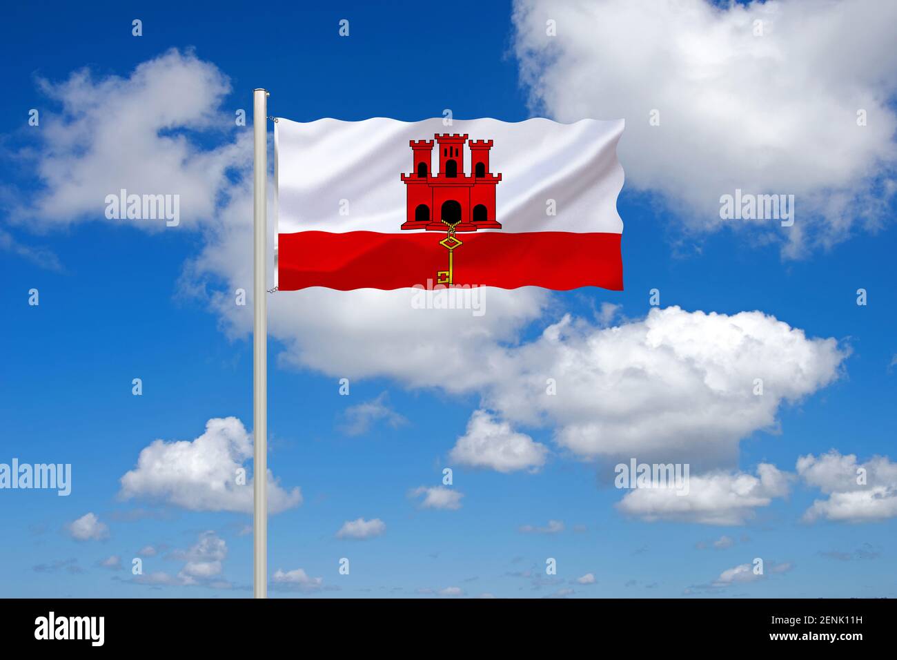 Die Flagge von Gibraltar, Grossbritannien, UK, Stockfoto