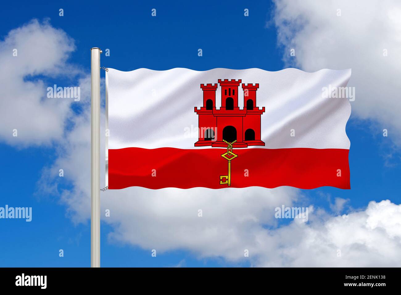 Die Flagge von Gibraltar, Grossbritannien, UK, Stockfoto