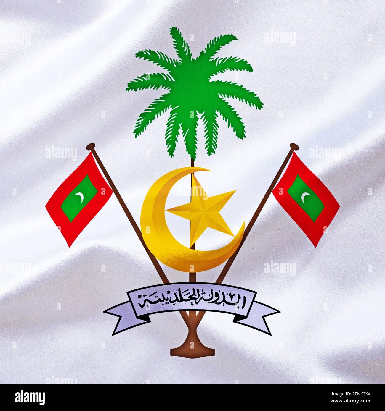 Das Wappen von den Malediven, Inselstaat, Inseln in Südasien, Stockfoto