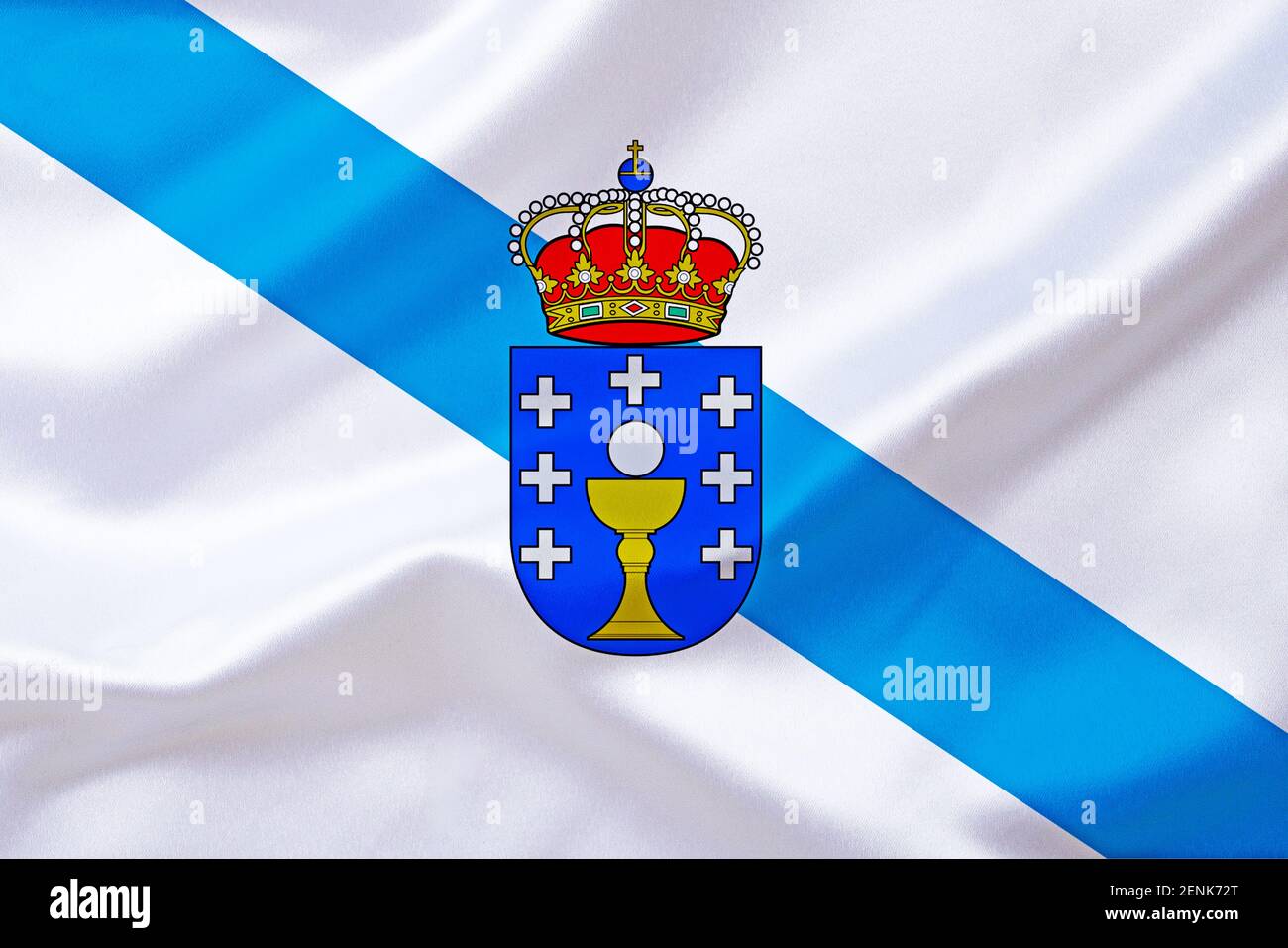Die Flagge von Galicien, Europa, Spanien, Stockfoto