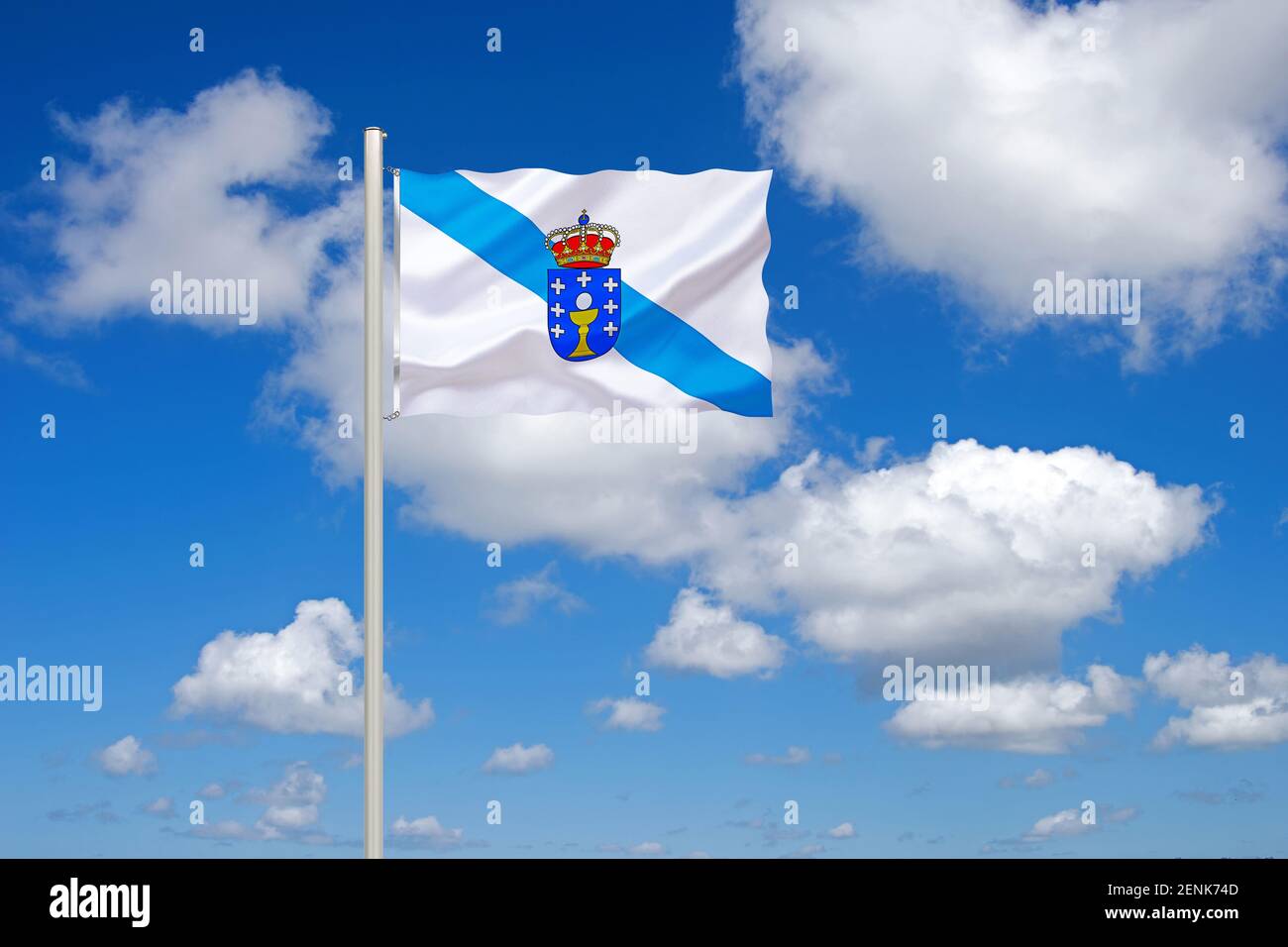 Die Flagge von Galicien, Europa, Spanien, Stockfoto