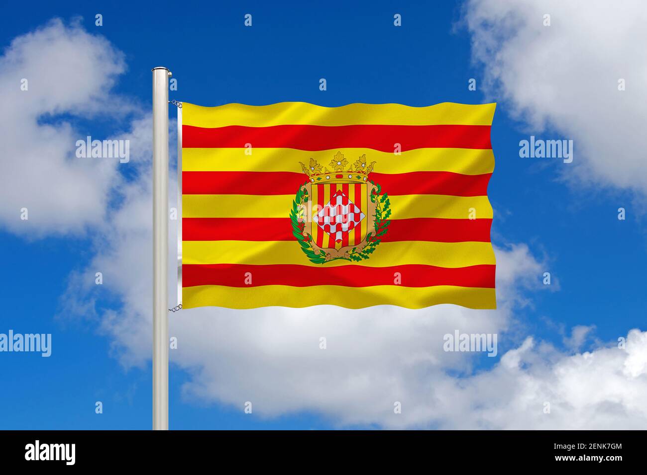 Die Flagge von Girona, Spanien, Europa Stockfoto