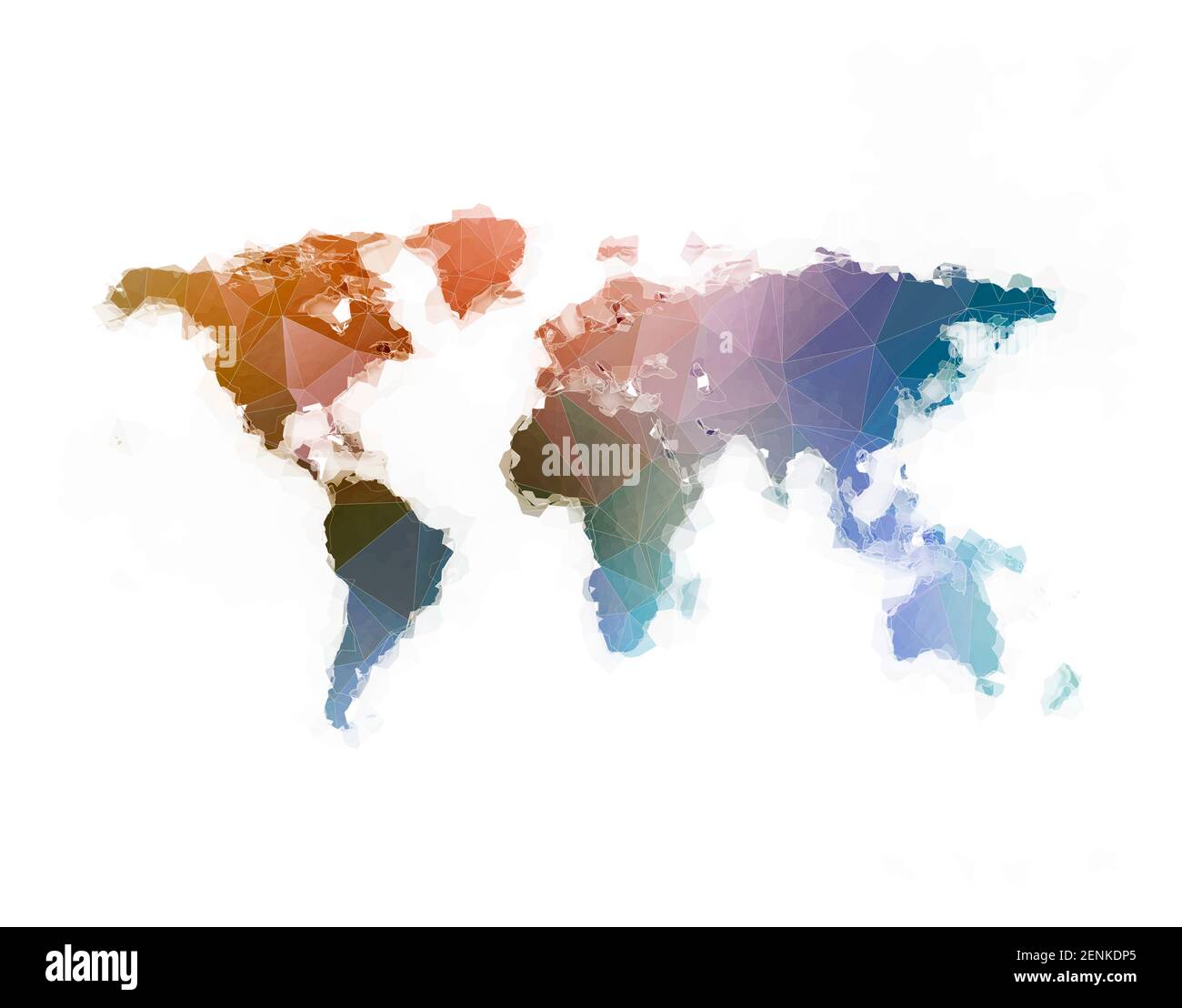 World Map 3d polygon Grün auf weißem Hintergrund Stockfoto