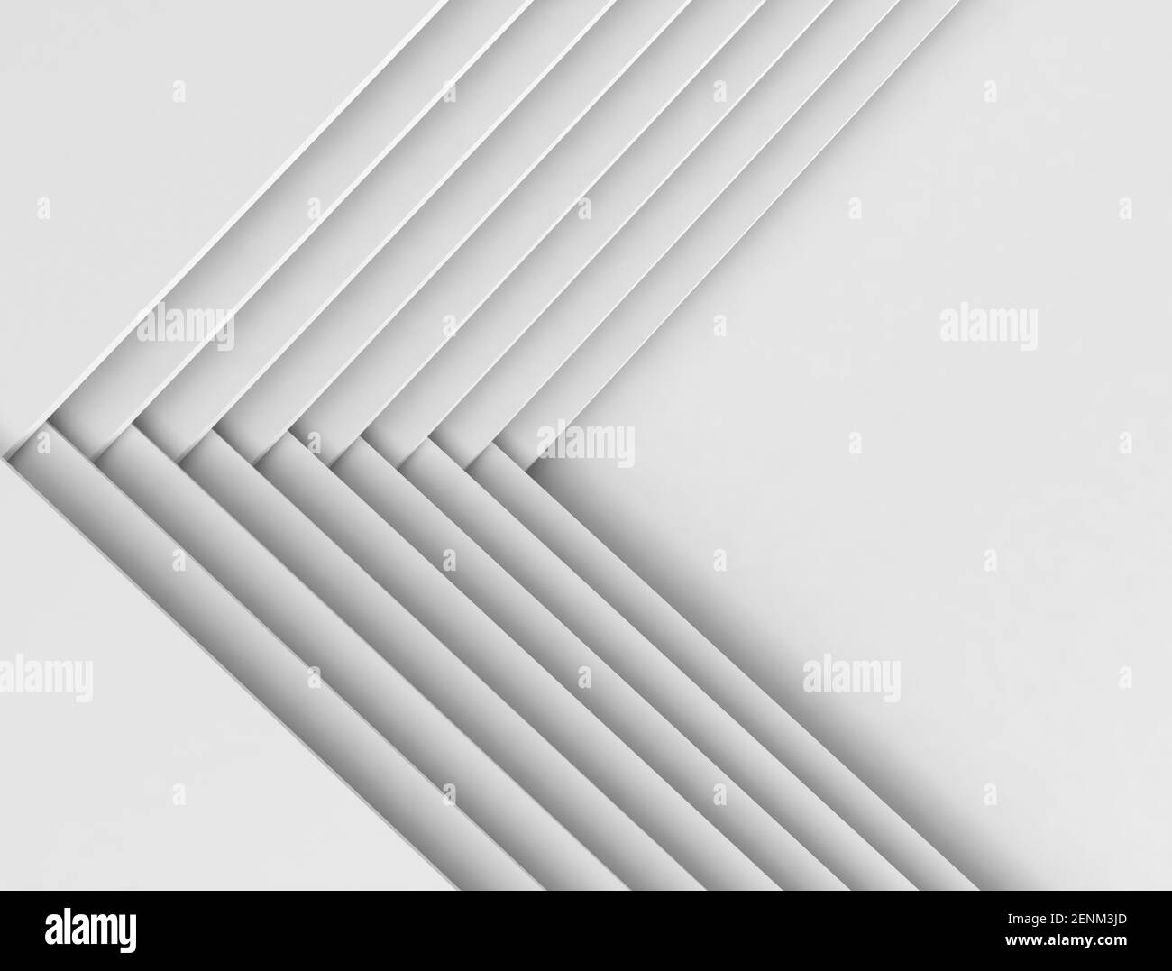 Abstrakte weißen Hintergrund, geometrische Muster von Papier Ecken und Schatten. 3D-Render Abbildung Stockfoto