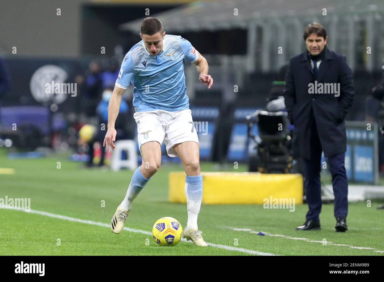 Mailand, Italien. 14th Februar 2021 . Adam Marusic von SS Lazio während der Serie EIN Spiel zwischen FC Internazionale und SS Lazio. Stockfoto