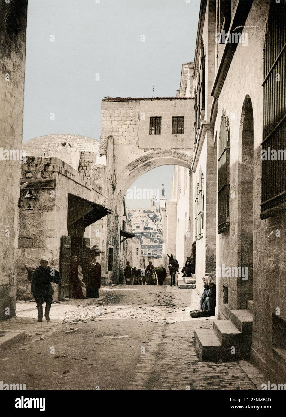 Jahrgang 19th Jahrhundert Foto: Ecce Homo Bogen, Jerusalem, Palästina, modernes Israel. Stockfoto