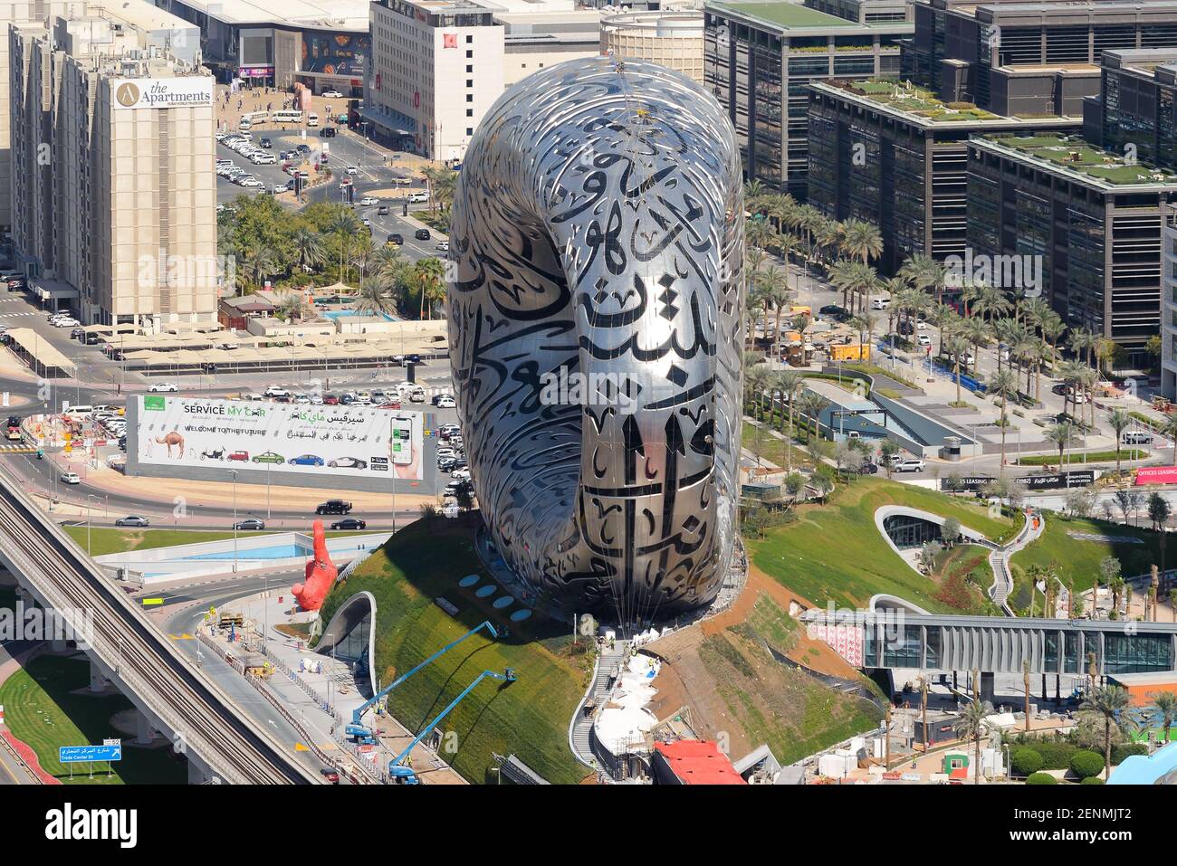 Museum der Zukunft in Dubai, Vereinigte Arabische Emirate (VAE). Dubais Kulturmuseum. Modernes Design, zukünftiges Museumsgebäude. Stockfoto