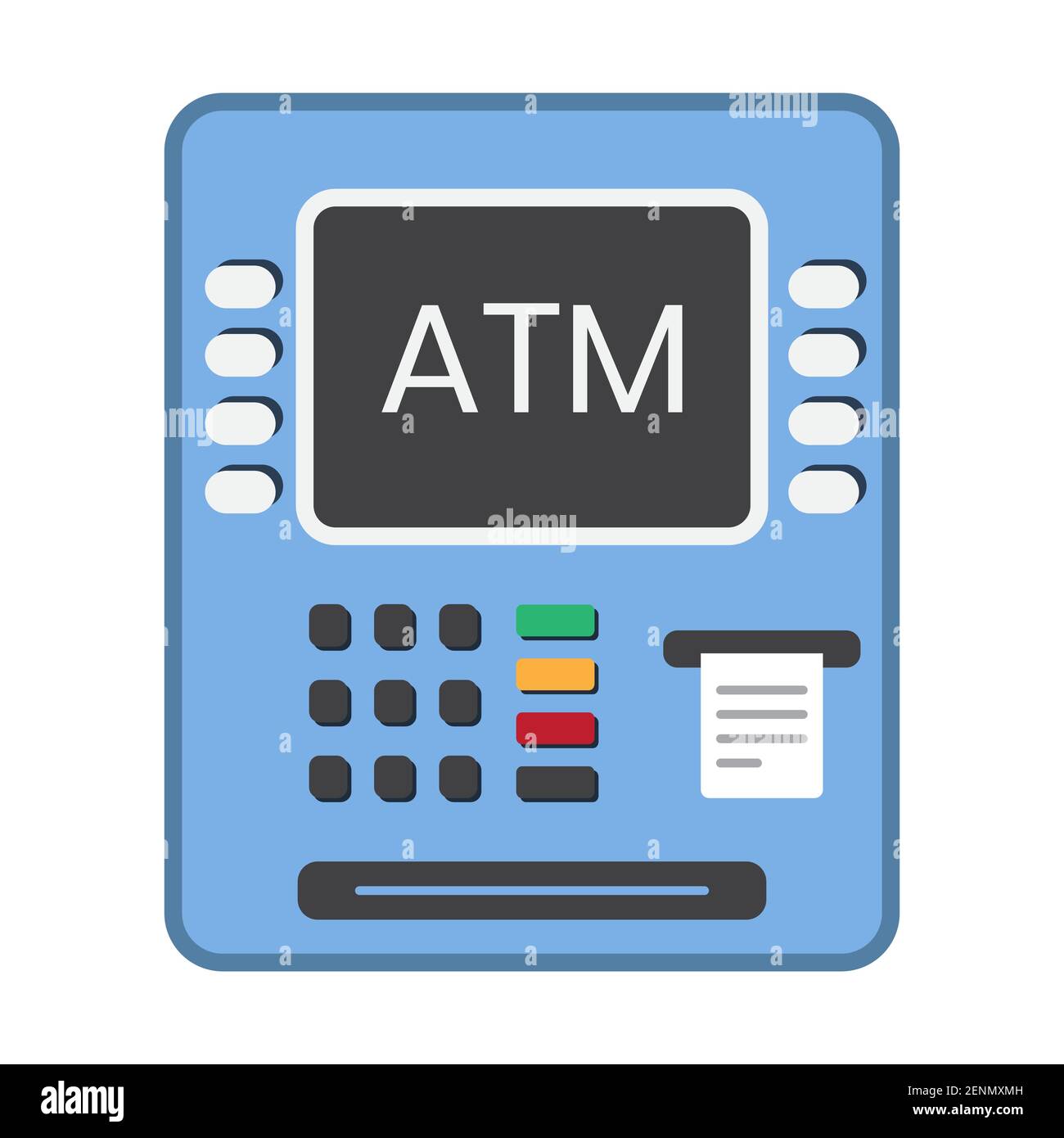 Automated Teller Machine (ATM) flaches Farbsymbol für Apps oder Websites Stock Vektor