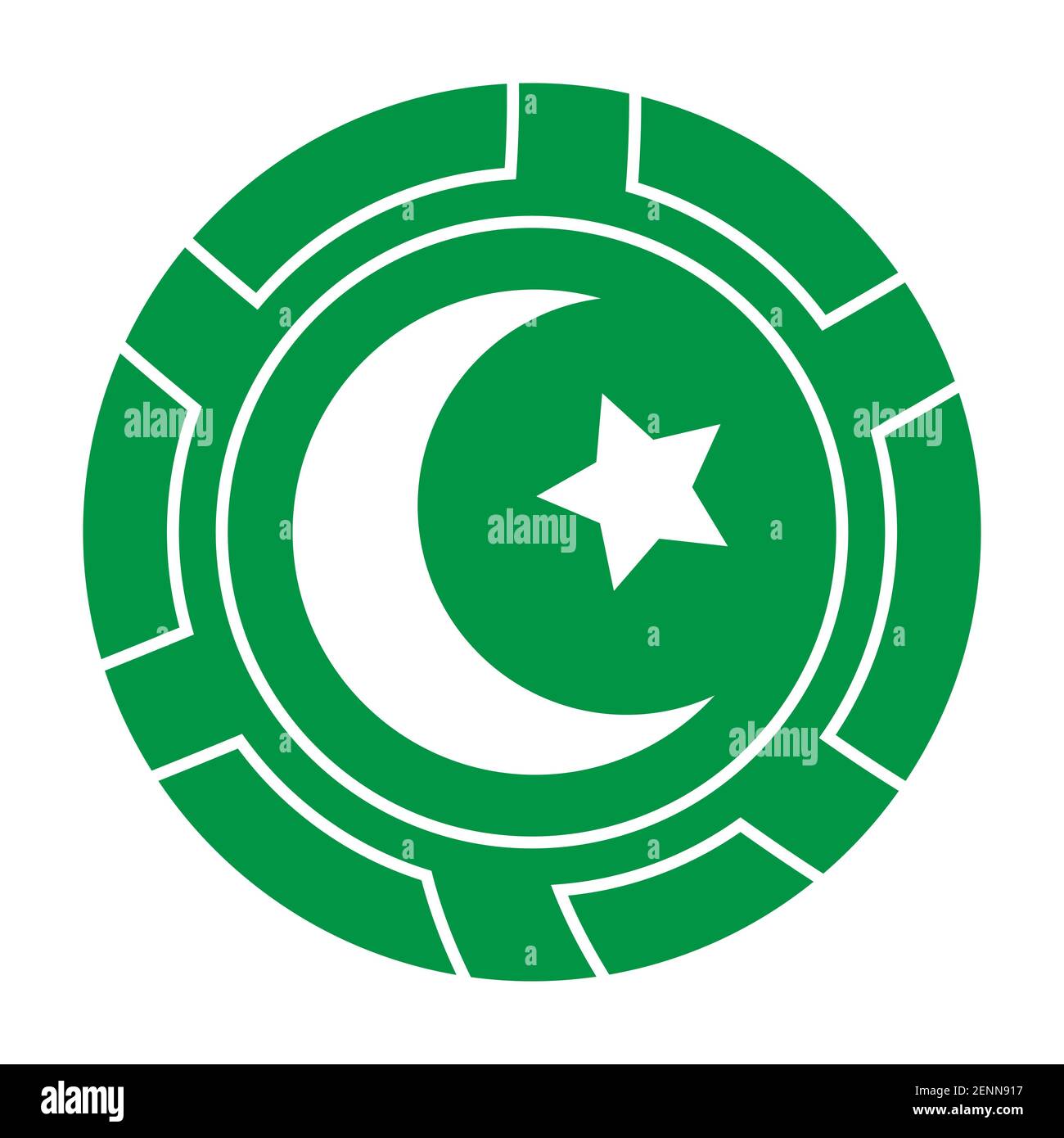 Symbol des Islam Halbmond und Stern flache Farbe Symbol für Apps und Websites Stock Vektor