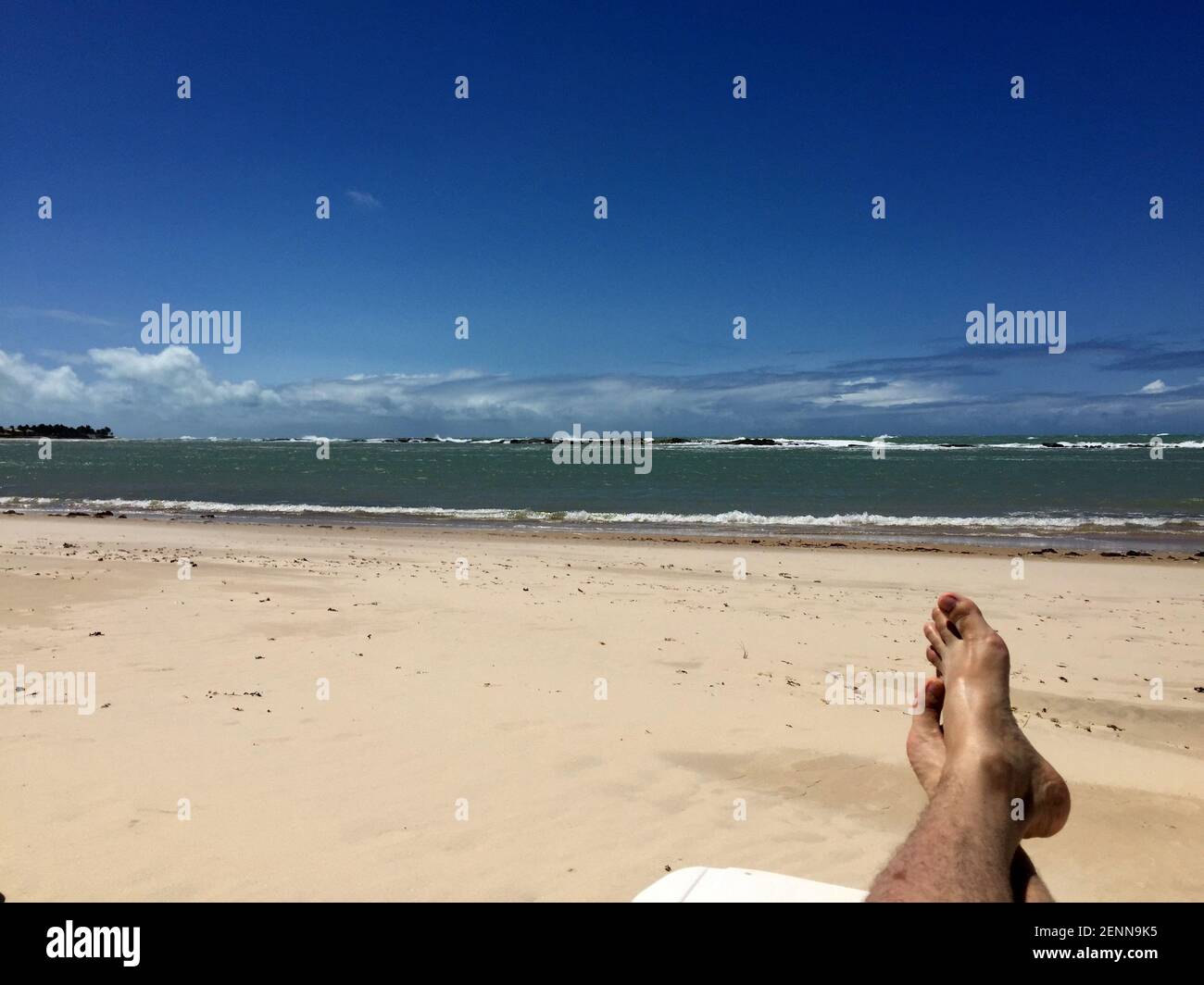First Person Blick auf den brasilianischen Strand Stockfoto