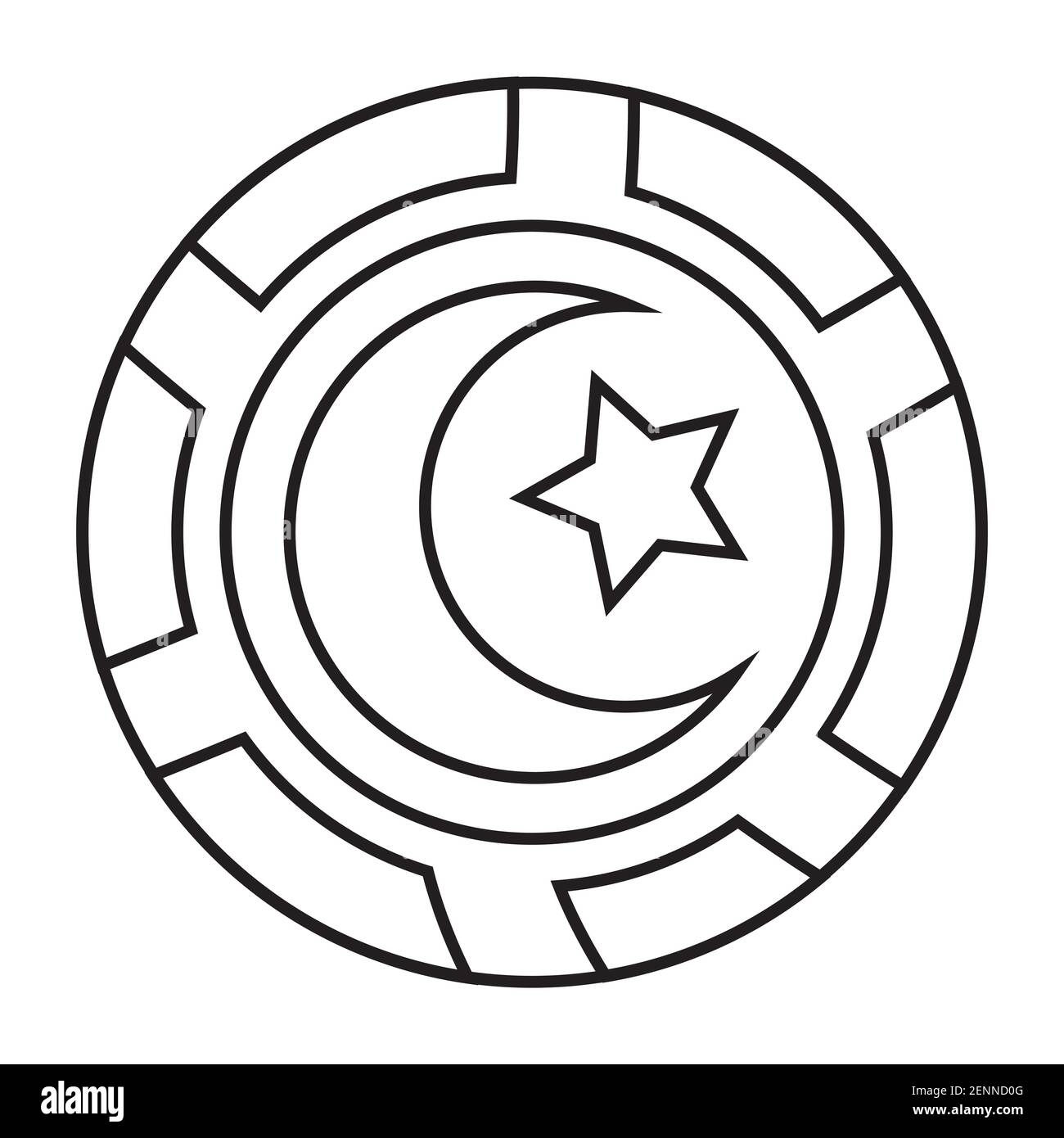 Symbol des Islam ein Halbmond und Stern Linie Kunst Für Apps und Websites Stock Vektor