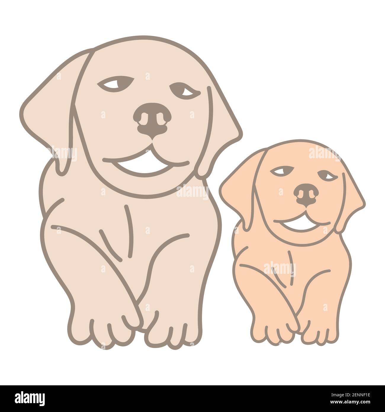 Mutter Hund und Welpen flache Farbe Symbol für Apps oder Websites Stock Vektor