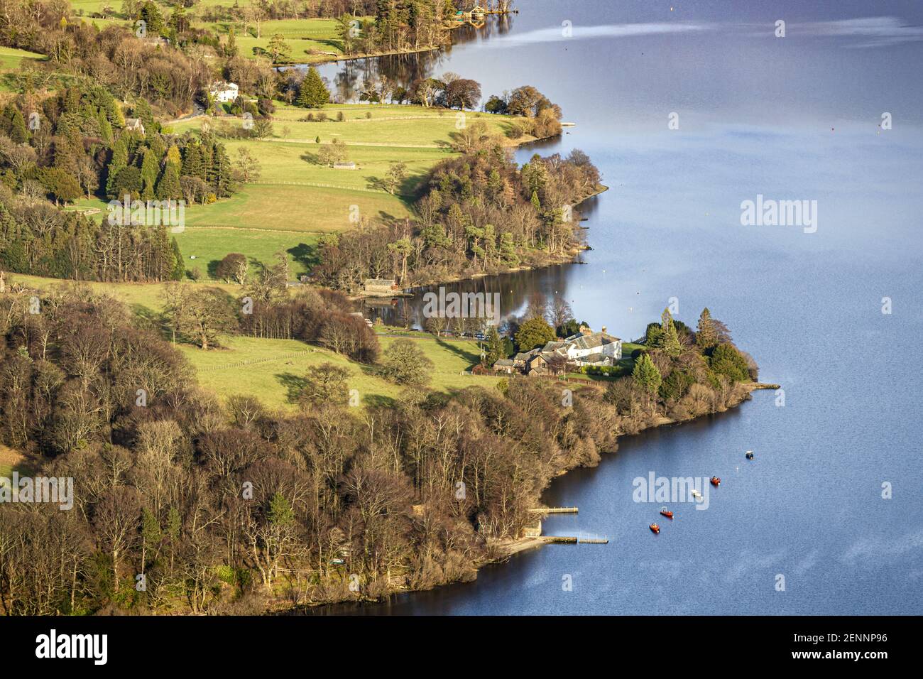 Old Church Bay auf Ullswater im englischen Lake District von Hallin Fell aus gesehen, Martindale, Cumbria UK Stockfoto