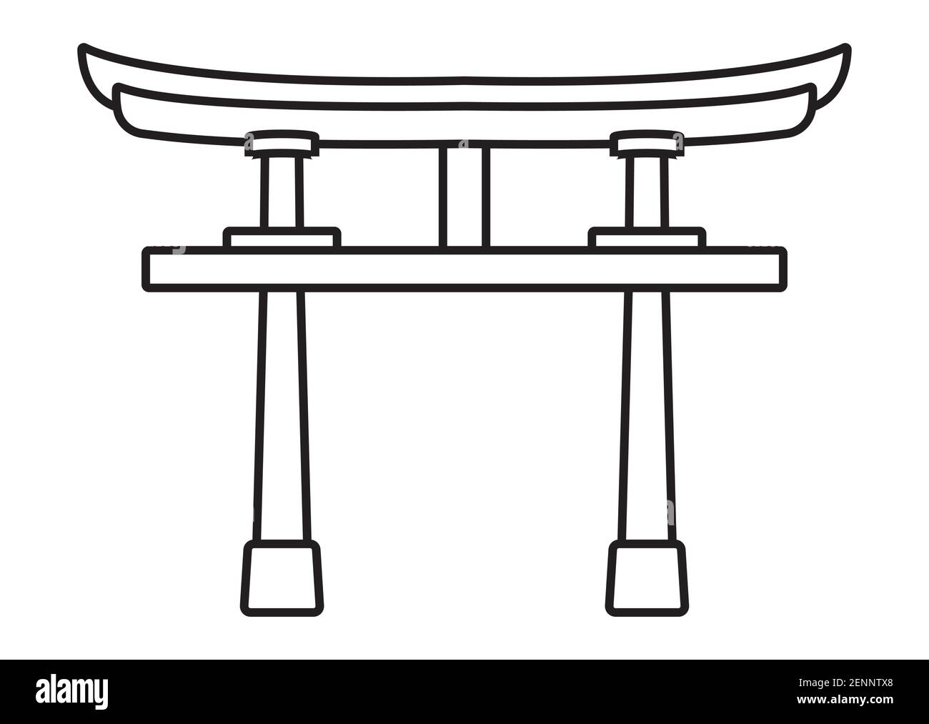 Schintoistischer Schrein Tor oder Torii Linie Kunst Symbol für Apps Oder Websites Stock Vektor
