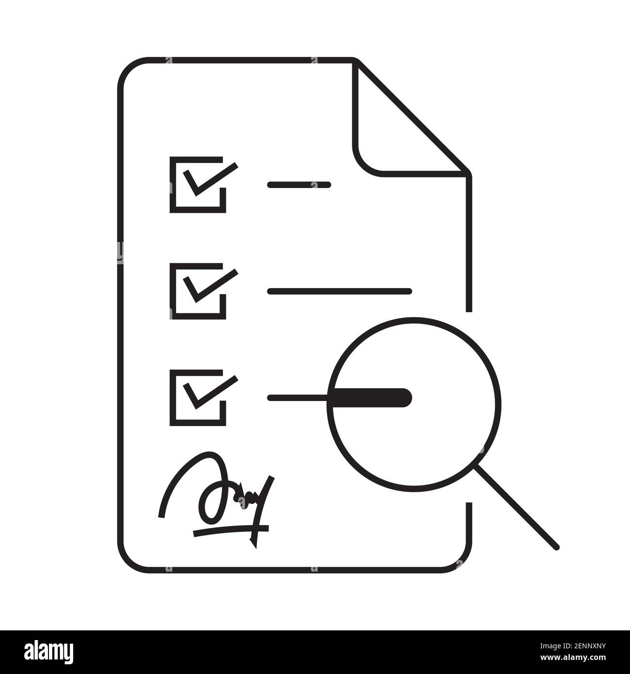 Linienkunst Vektor-Symbol der wissenschaftlichen Forschung mit Unterschrift für Apps und Websites Stock Vektor