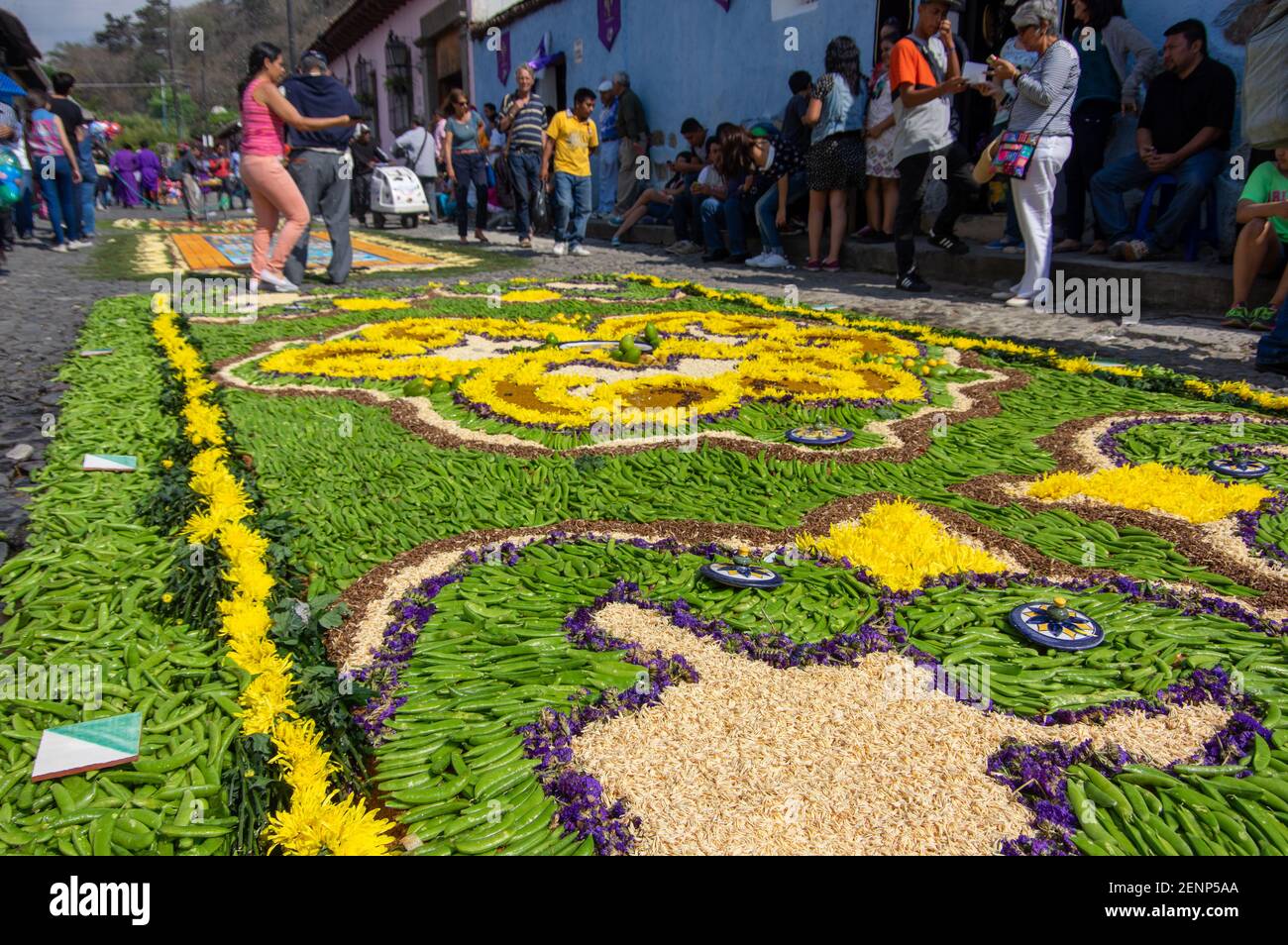 Die Karwoche / Semana Santa Feiern in Antigua, Guatemala Stockfoto