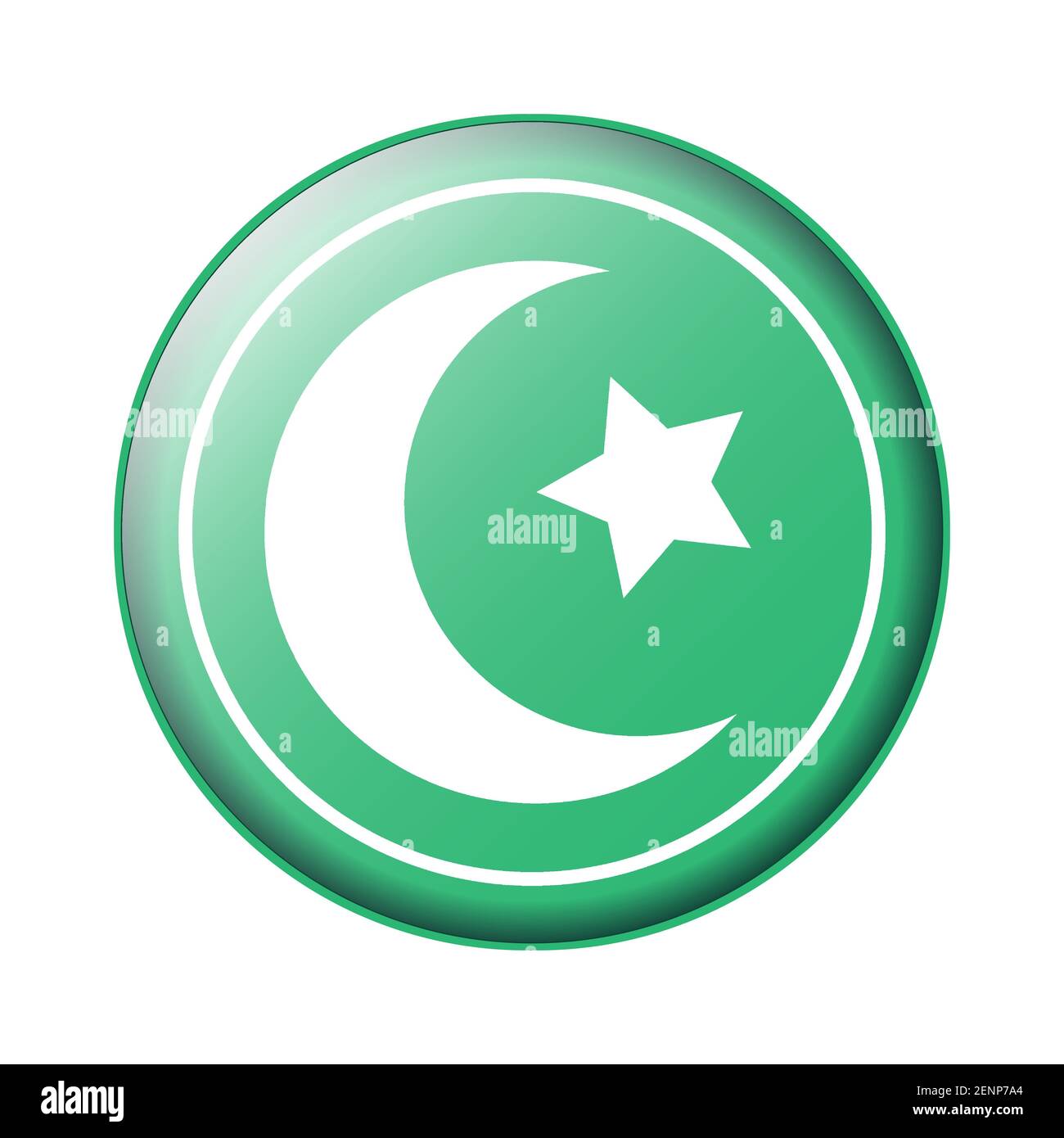 Symbol des Islam ein Halbmond und Stern auf einem Runde Hintergrund flache Farbe für Apps und Websites Stock Vektor