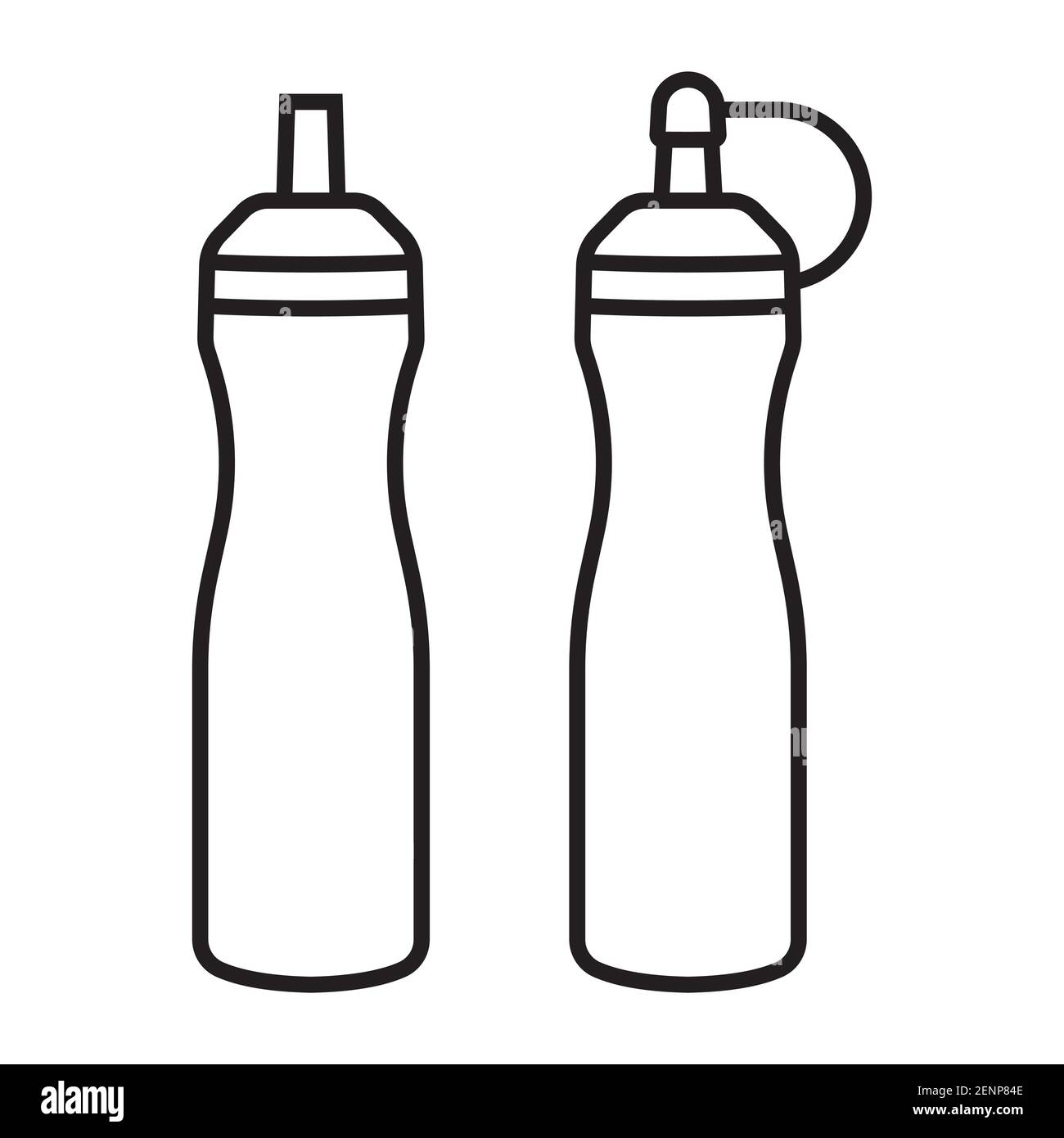 Ketchup Flasche / Senf Squeeze Flasche Linie Kunst Symbol für Apps und Websites Stock Vektor