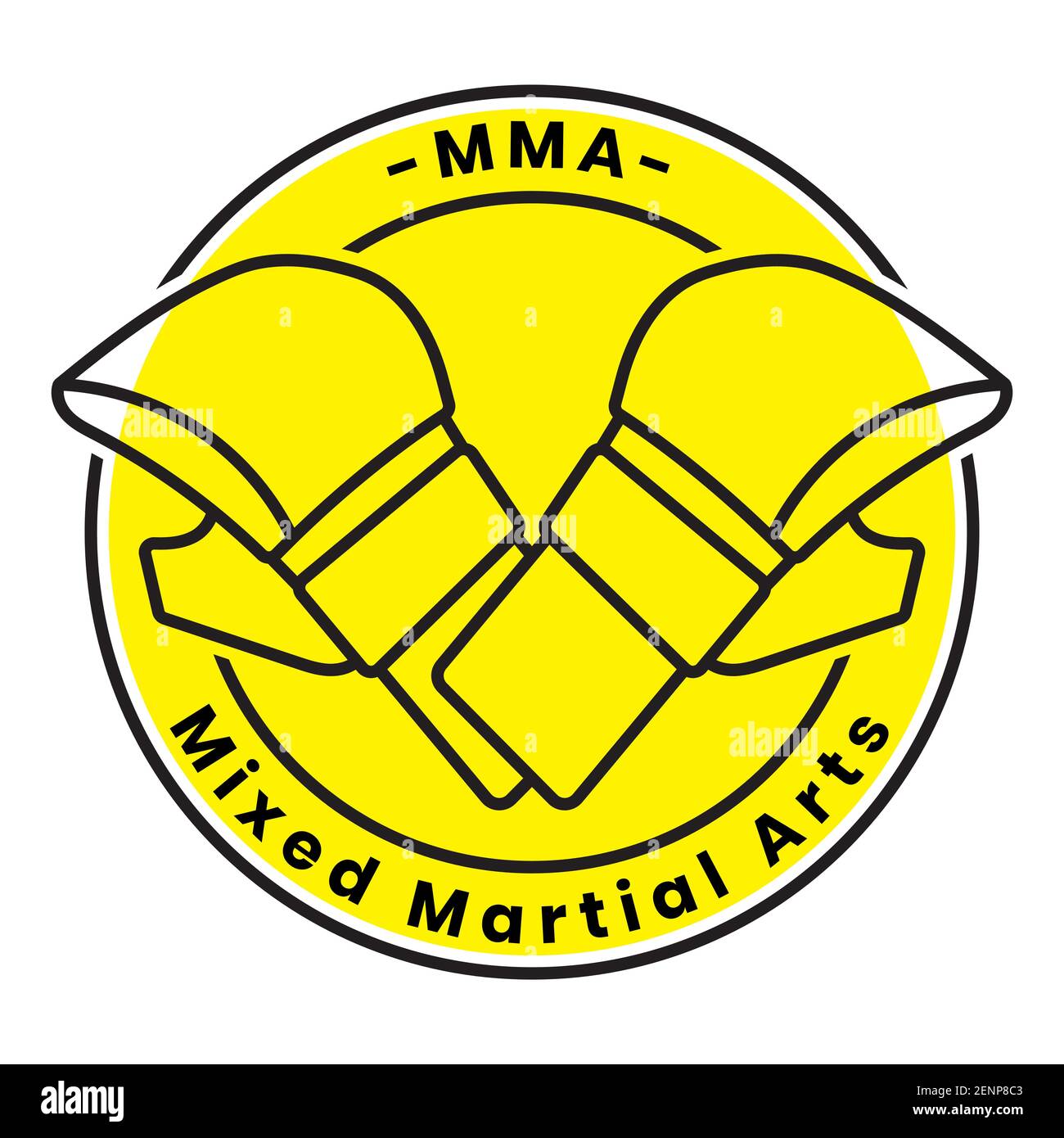 Abgerundetes Symbol der Gemischten Kampfkunst oder MMA-Logo mit Text Für Apps oder Websites Stock Vektor