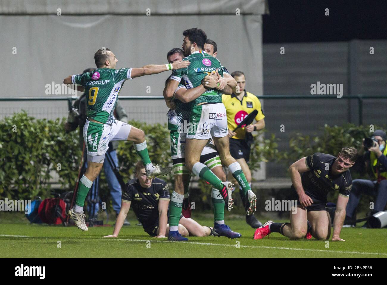 Treviso, Italien. Februar 2021, 26th. Treviso, Italien, Monigo Stadion, 26. Februar 2021, 26/02/2021; Foto Alfio Guarise; Guinness Pro14; Stadio Monigo Treviso; Benetton vs Connacht während Benetton Treviso vs Connacht Rugby - Rugby Guinness Pro 14 Match Credit: Alfio Guarise/LPS/ZUMA Wire/Alamy Live News Stockfoto