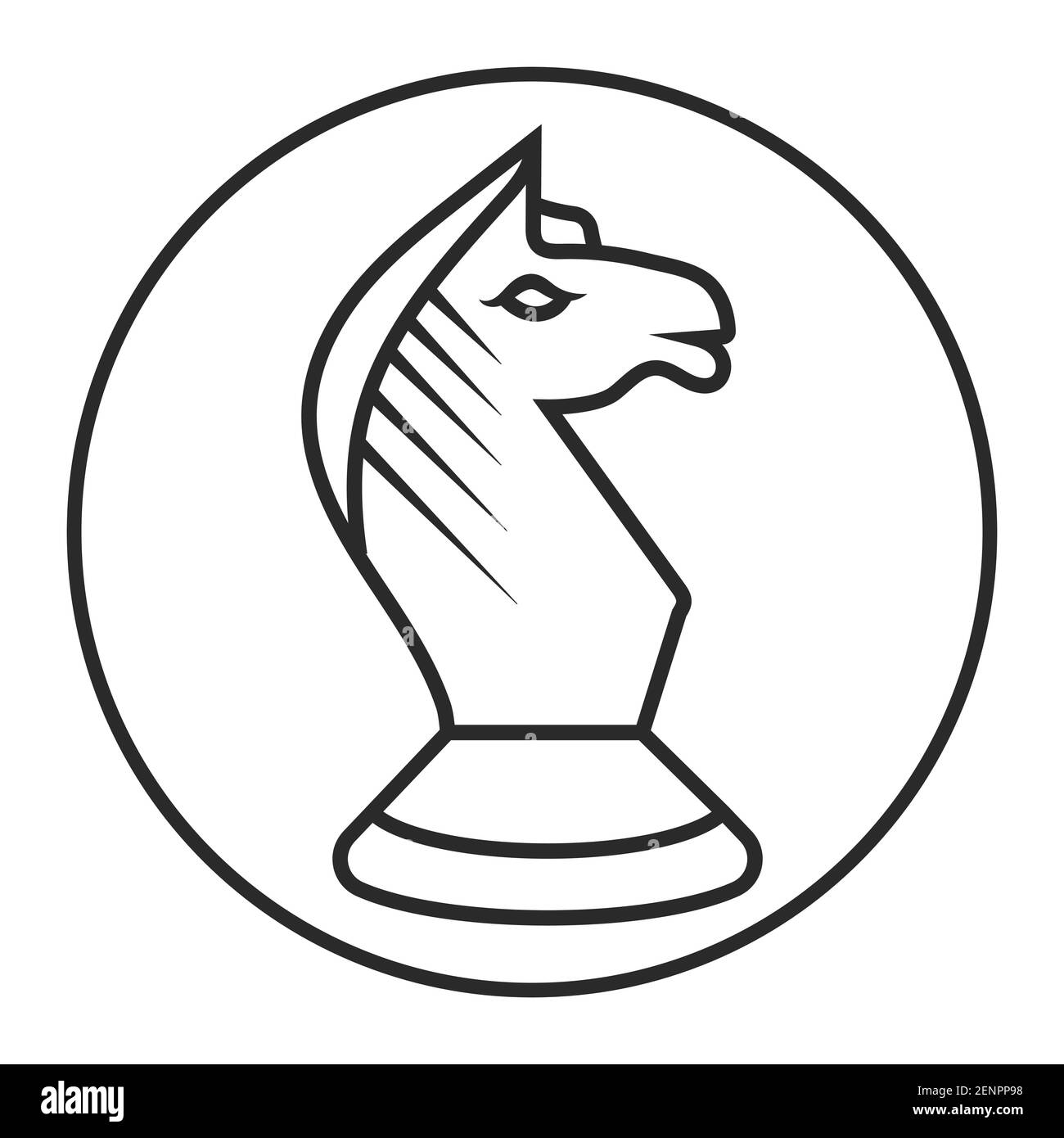 Abgerundete ein Ritter Schach Stück Linie Kunst Symbol für Apps Oder Website Stock Vektor