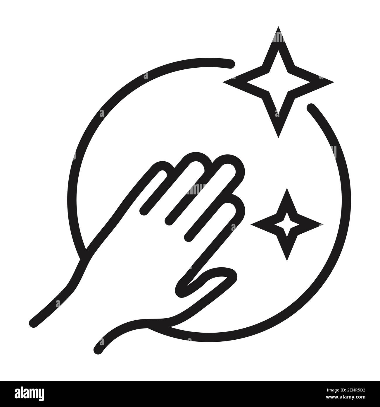 Linienkunst Vektor ein sauberes / Reinigungssymbol mit Mensch Hand für Apps oder Website Stock Vektor