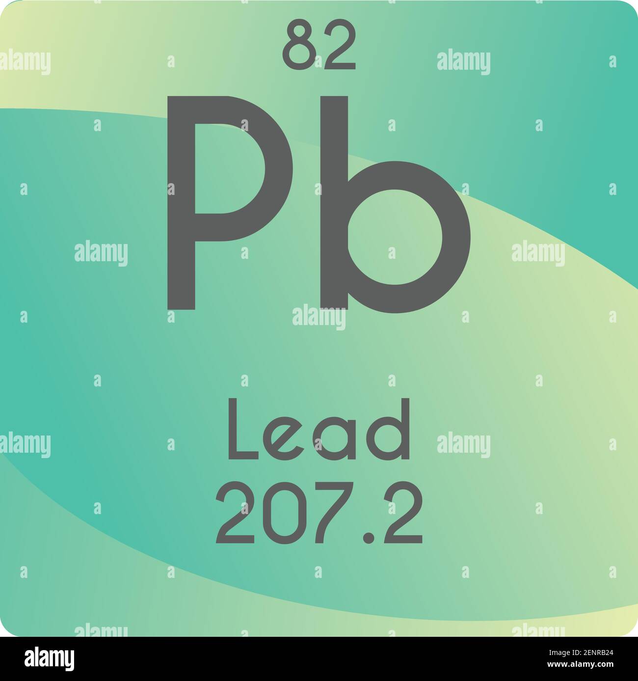 PB Blei Post Übergang Metall Chemische Element Vektor Grafik, mit Ordnungszahl und Masse. Einfaches, flaches Design mit Gradienten für den Bildungsbereich Stock Vektor