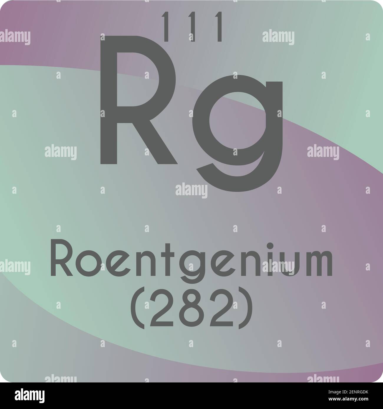 RG Roentgenium Chemisches Element Vektor Grafik, mit Ordnungszahl und Masse. Einfaches gradient flaches Design für Bildung, Labor, Wissenschaft Stock Vektor