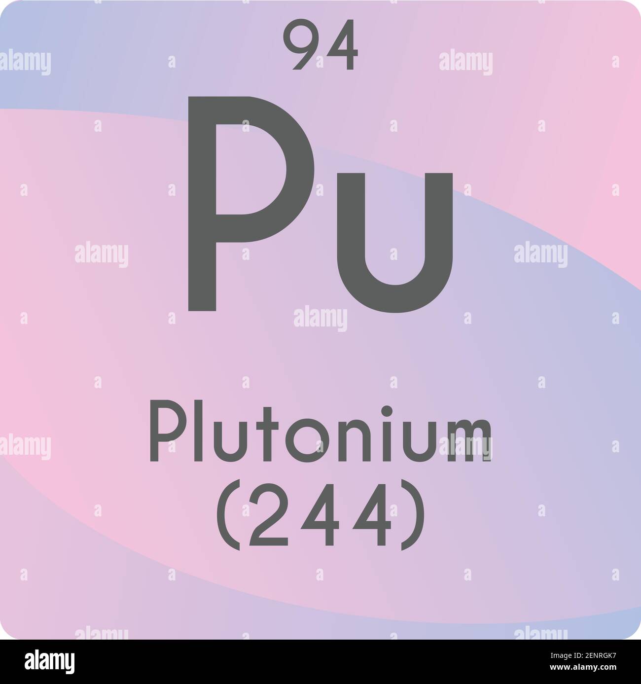 PU Plutonium Actinoid Chemisches Element Vektor Grafik, mit Ordnungszahl und Masse. Einfaches, flaches Gradientendesign für Bildung, Labor Stock Vektor