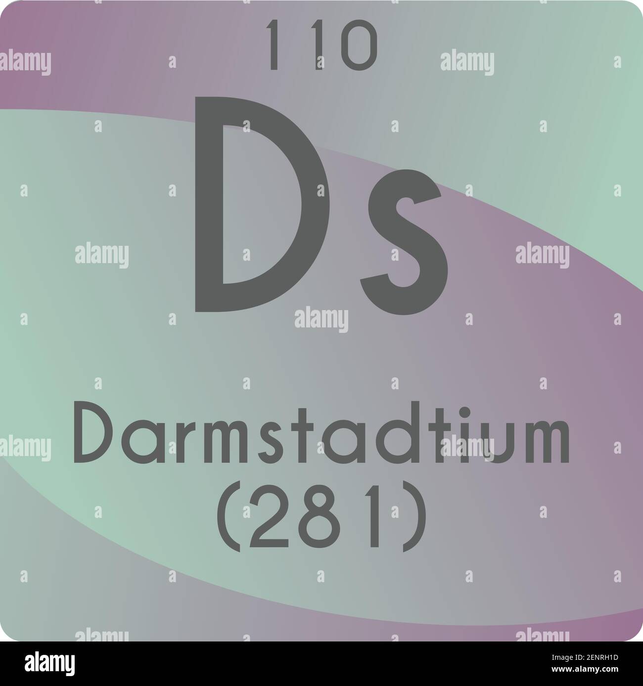 DS Darmstadtium Chemisches Element Vektorgrafik, mit Ordnungszahl und Masse. Einfaches gradient flaches Design für Bildung, Labor, Wissenschaft Stock Vektor