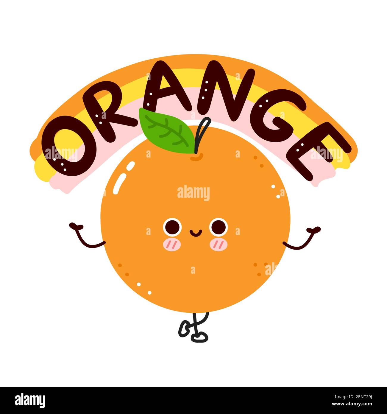 Nette lustige orange Früchte. Vektor flache Linie Cartoon kawaii Figur Illustration Symbol. Isoliert auf weißem Hintergrund. Orange Frucht Charakter Konzept Stock Vektor