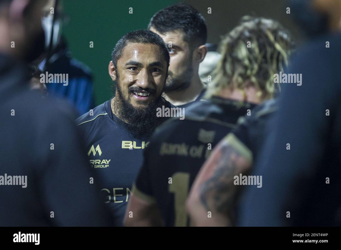 Treviso, Italien. Februar 2021, 26th. Treviso, Italien, Monigo Stadion, 26. Februar 2021, Bundee Aki während Benetton Treviso vs Connacht Rugby - Rugby Guinness Pro 14 Spiel Credit: Alfio Guarise/LPS/ZUMA Wire/Alamy Live News Stockfoto