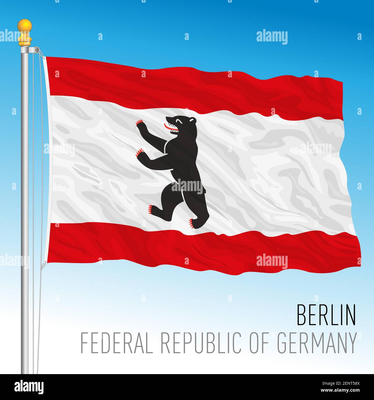 Landesflagge Berlin, Bundesland Deutschland, europa, Vektorgrafik Stock Vektor