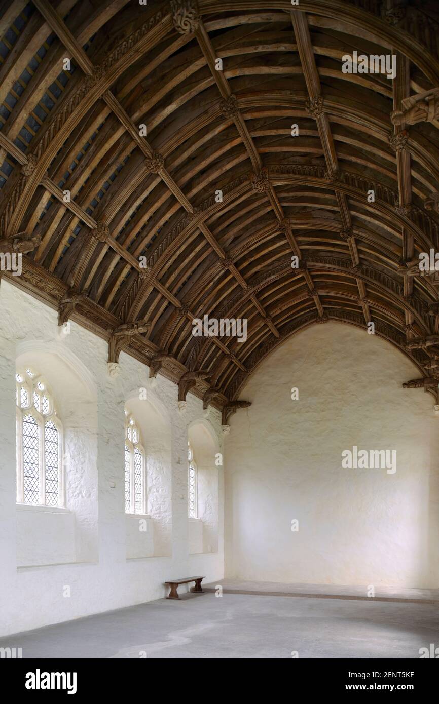 Das Refektorium in Cleeve Abbey, Somerset, Großbritannien. Stockfoto