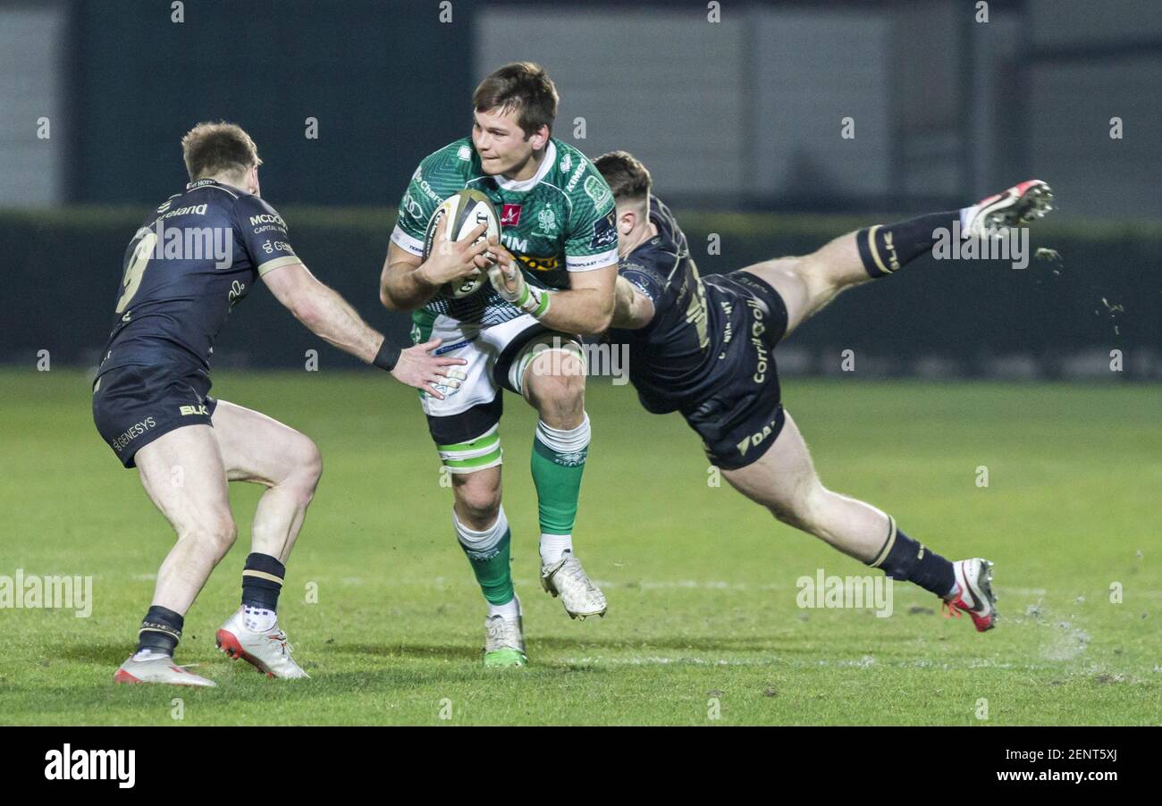 Treviso, Italien. Februar 2021, 26th. Treviso, Italien, Monigo Stadion, 26. Februar 2021, Manuel Zuliani während Benetton Treviso vs Connacht Rugby - Rugby Guinness Pro 14 Spiel Credit: Alfio Guarise/LPS/ZUMA Wire/Alamy Live News Stockfoto