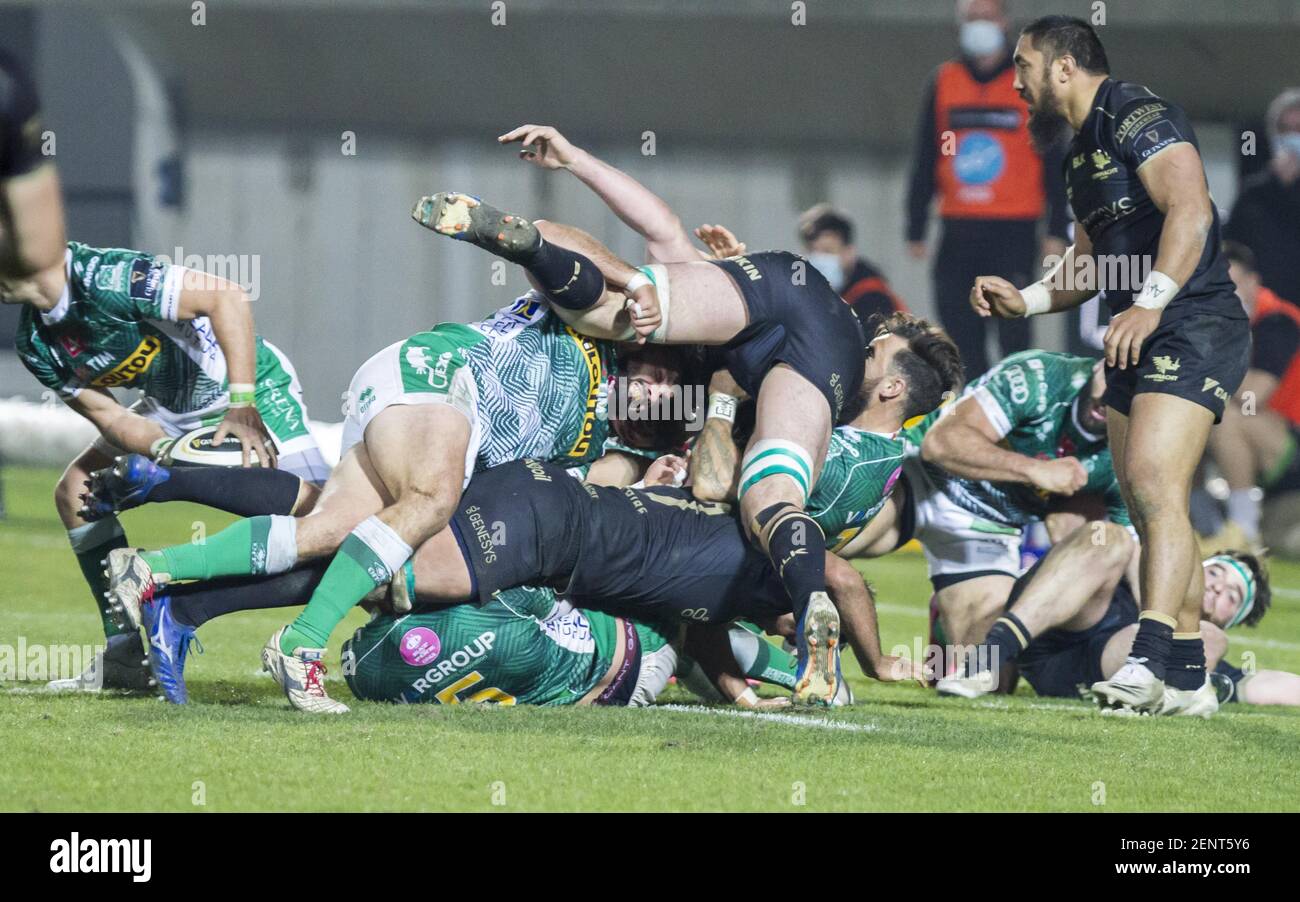 Treviso, Italien. Februar 2021, 26th. Treviso, Italien, Monigo Stadion, 26. Februar 2021, Nicola Quaglio während Benetton Treviso vs Connacht Rugby - Rugby Guinness Pro 14 Match Credit: Alfio Guarise/LPS/ZUMA Wire/Alamy Live News Stockfoto