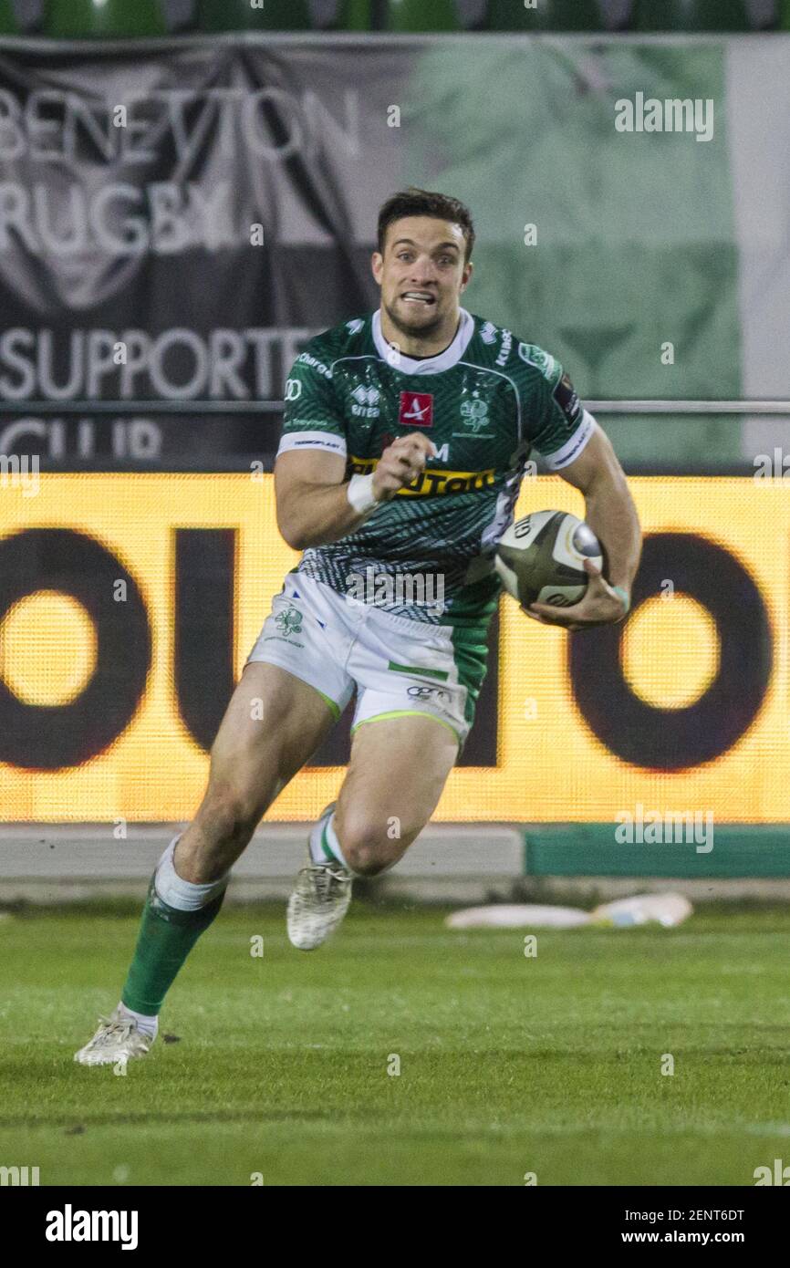 Treviso, Italien. Februar 2021, 26th. Treviso, Italien, Monigo Stadion, 26. Februar 2021, Edoardo Padovani während Benetton Treviso vs Connacht Rugby - Rugby Guinness Pro 14 Match Credit: Alfio Guarise/LPS/ZUMA Wire/Alamy Live News Stockfoto
