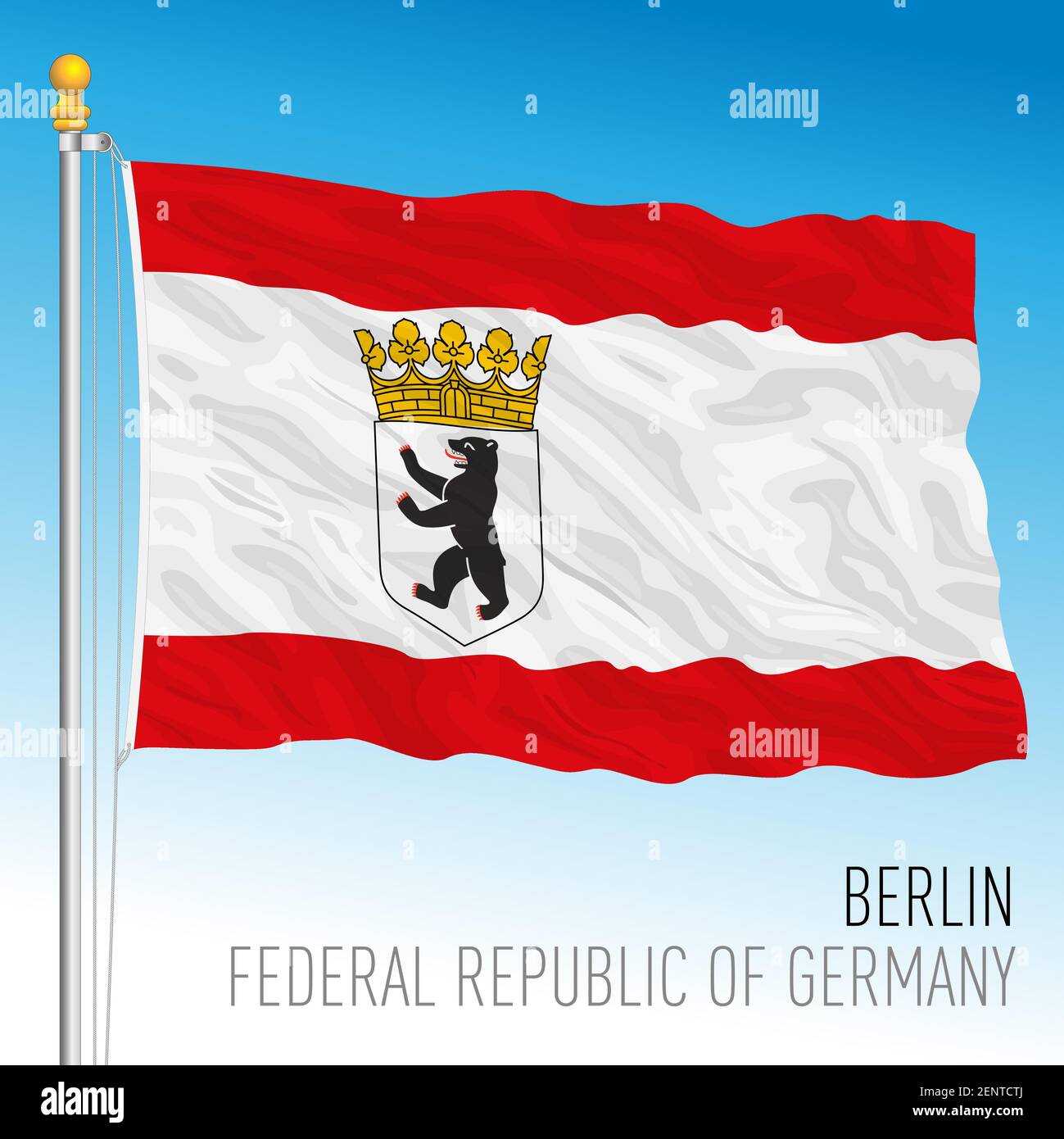 Landesflagge Berlin, Bundesland Deutschland, europa, Vektorgrafik Stock Vektor