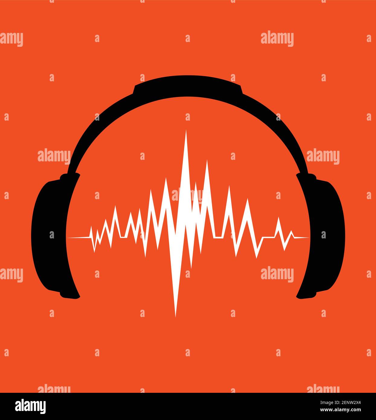 Kopfhörer-Symbol mit Klangwellen-Beats. Vektorgrafik flach. Stock Vektor