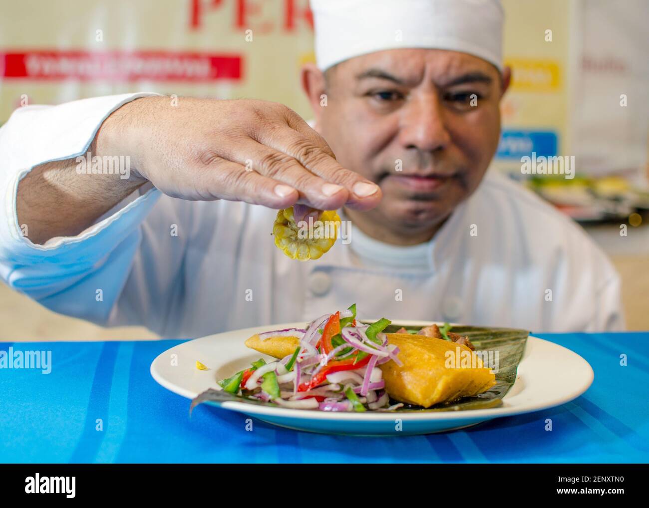 Chef Eines peruanischen Restaurants Stockfoto