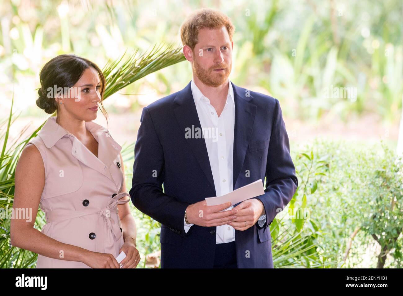 02-10-2019 der britische Prinz Harry und seine Frau Meghan, der Herzog und Herzogin von Sussex, beim Empfang der Creative Industries and Business in der Residenz des britischen Hochkommissars in Johannesburg, Südafrika. Ein Treffen mit Vertretern der britischen und südafrikanischen Wirtschaftsgemeinschaften, darunter auch lokale Jungunternehmer am 10. Tag ihrer Afrika-Tour. (Foto von v.d. Werf/PPE/Sipa USA)/Sipa USA) Stockfoto