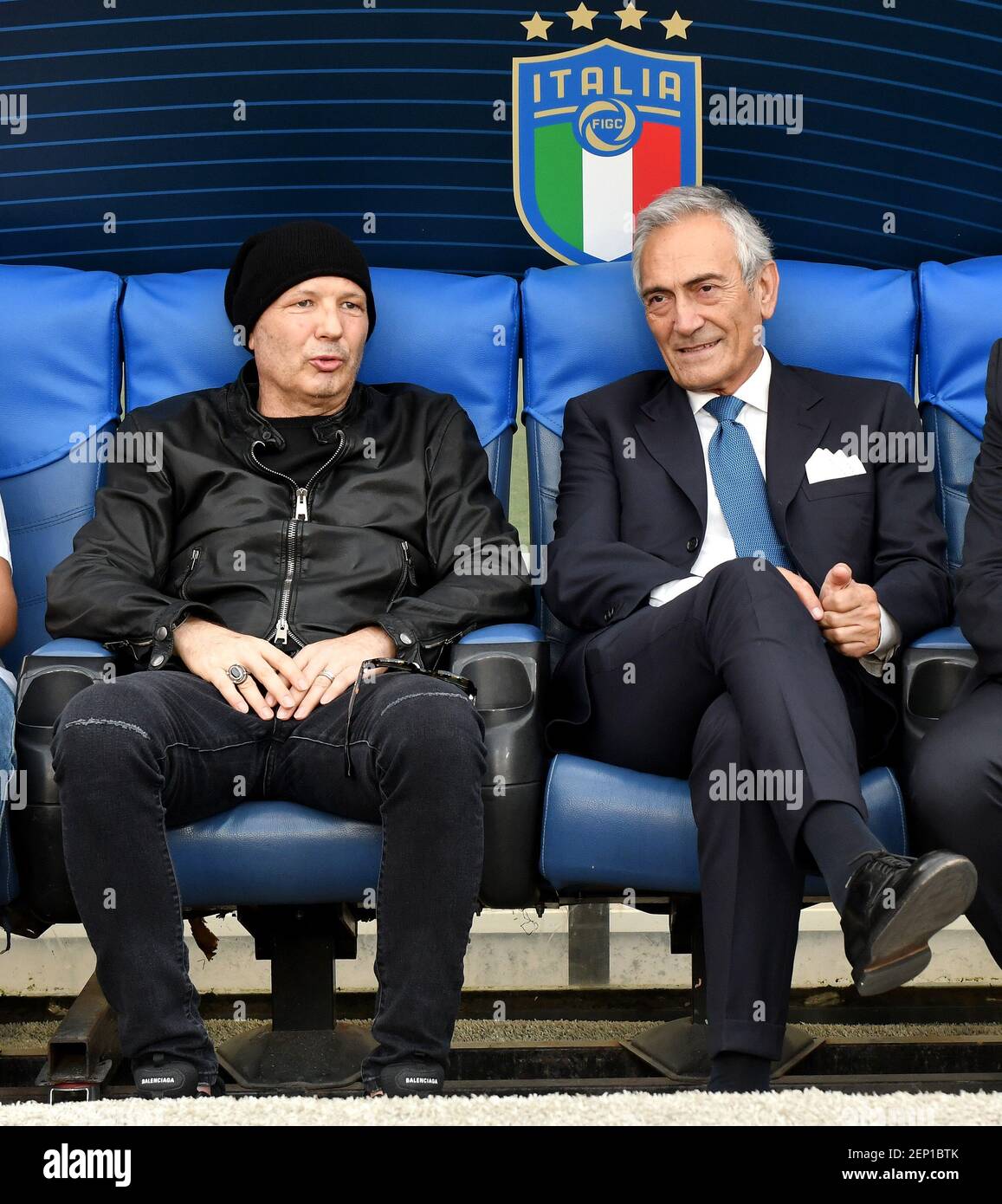 Sinisa Mihajlovic Trainer des FC Bologna und Gabriele Gravina Präsidentin Des italienischen Fußballverbands FIGC Roma 11-10-2019 Stadio Olimpico European Qualifiers Qualifying round Italien - Griechenland Tag -1 Training Foto Andrea Staccioli/Insidefoto/Sipa USA Stockfoto