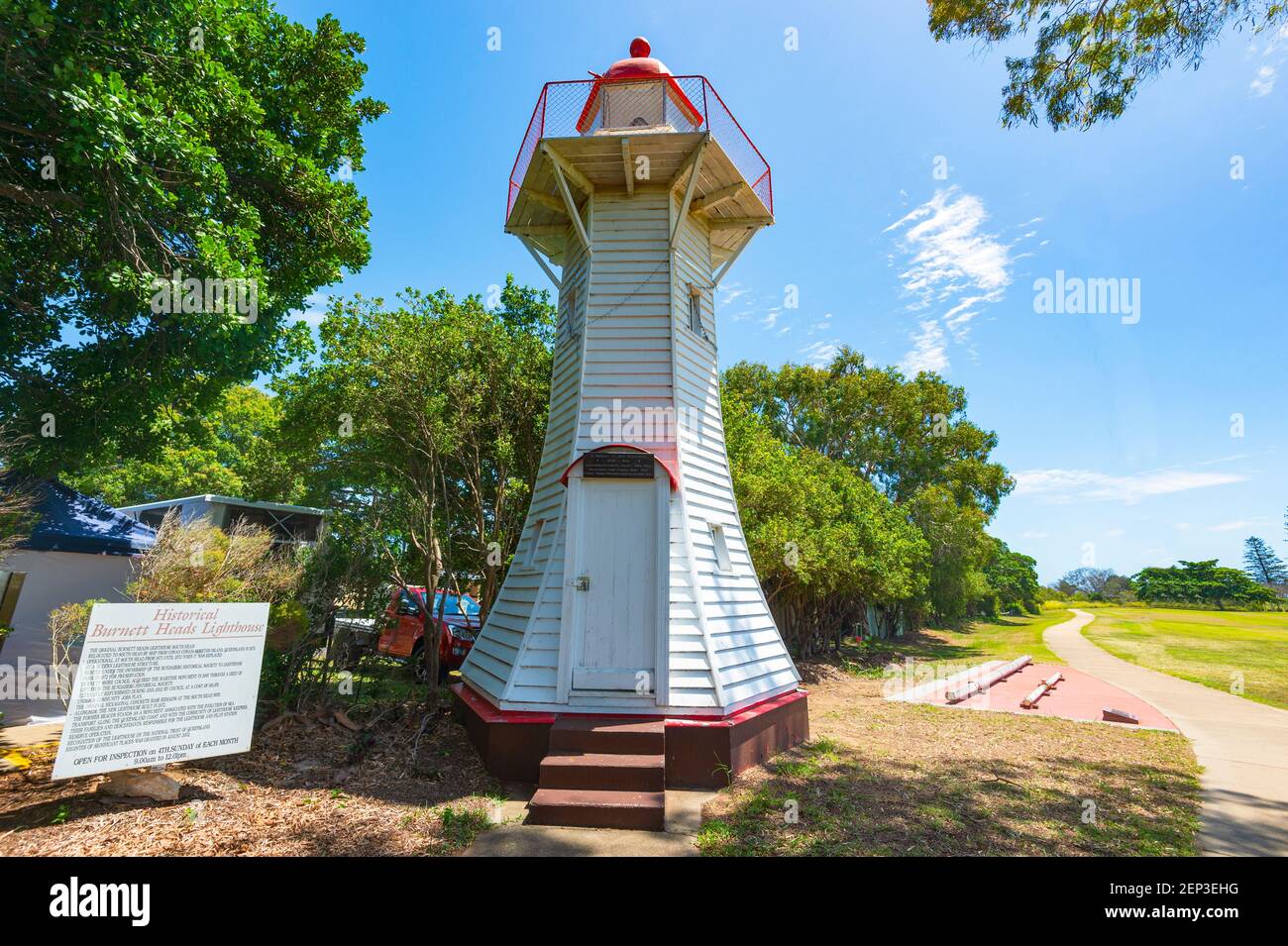 Ursprünglicher historischer Leuchtturm von Burnett Heads, 1873, Burnett Heads, Queensland, QLD, Australien Stockfoto