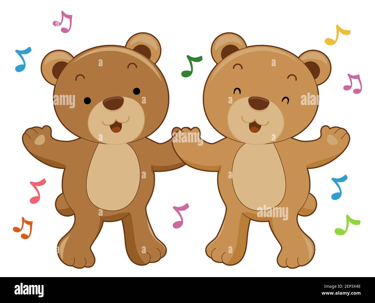 Illustration von Braunbären Maskottchen, die zur Musik tanzen Stockfoto